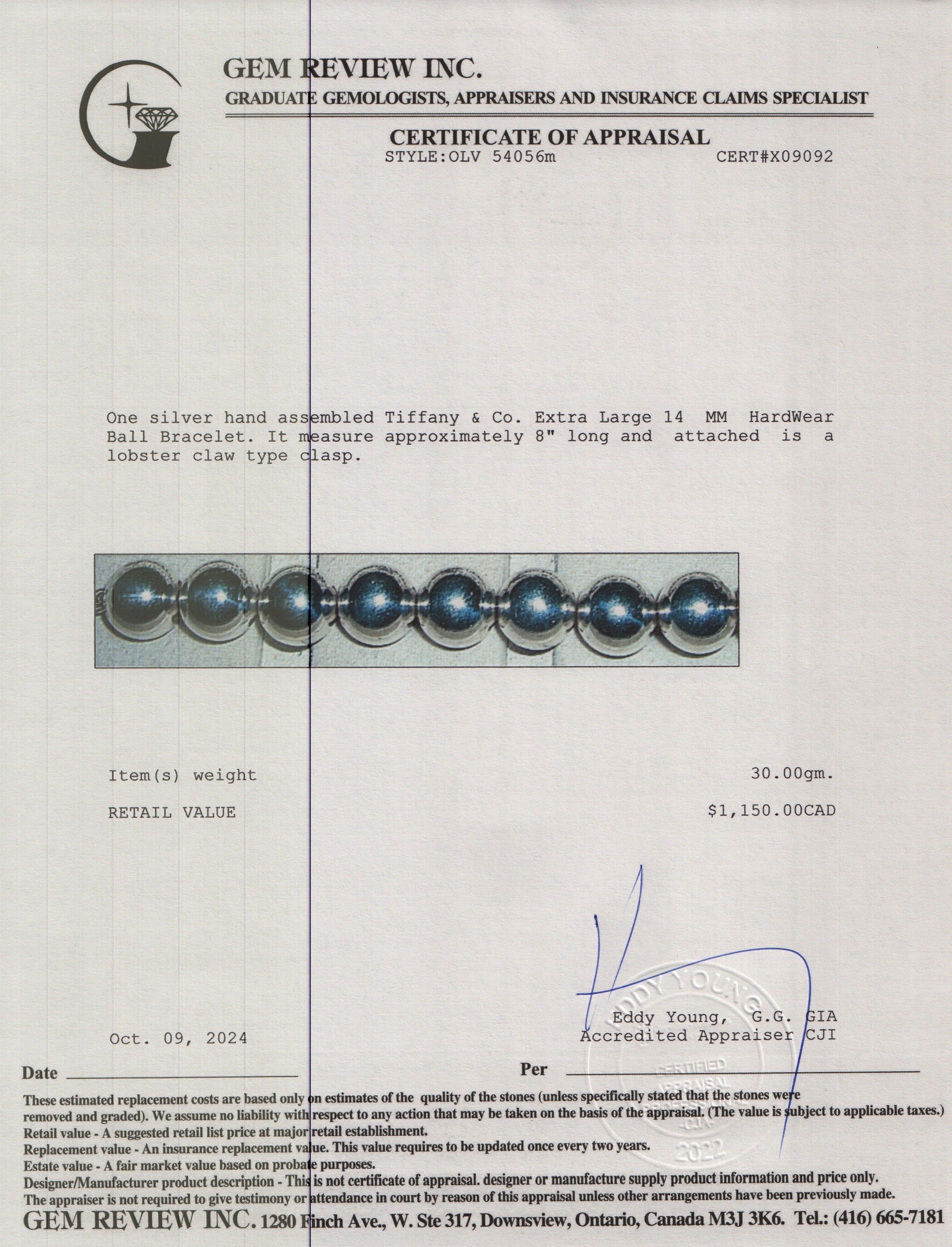 Tiffany & Co. Sterling Silver Extra Large 14 MM HardWear Ball Bracelet