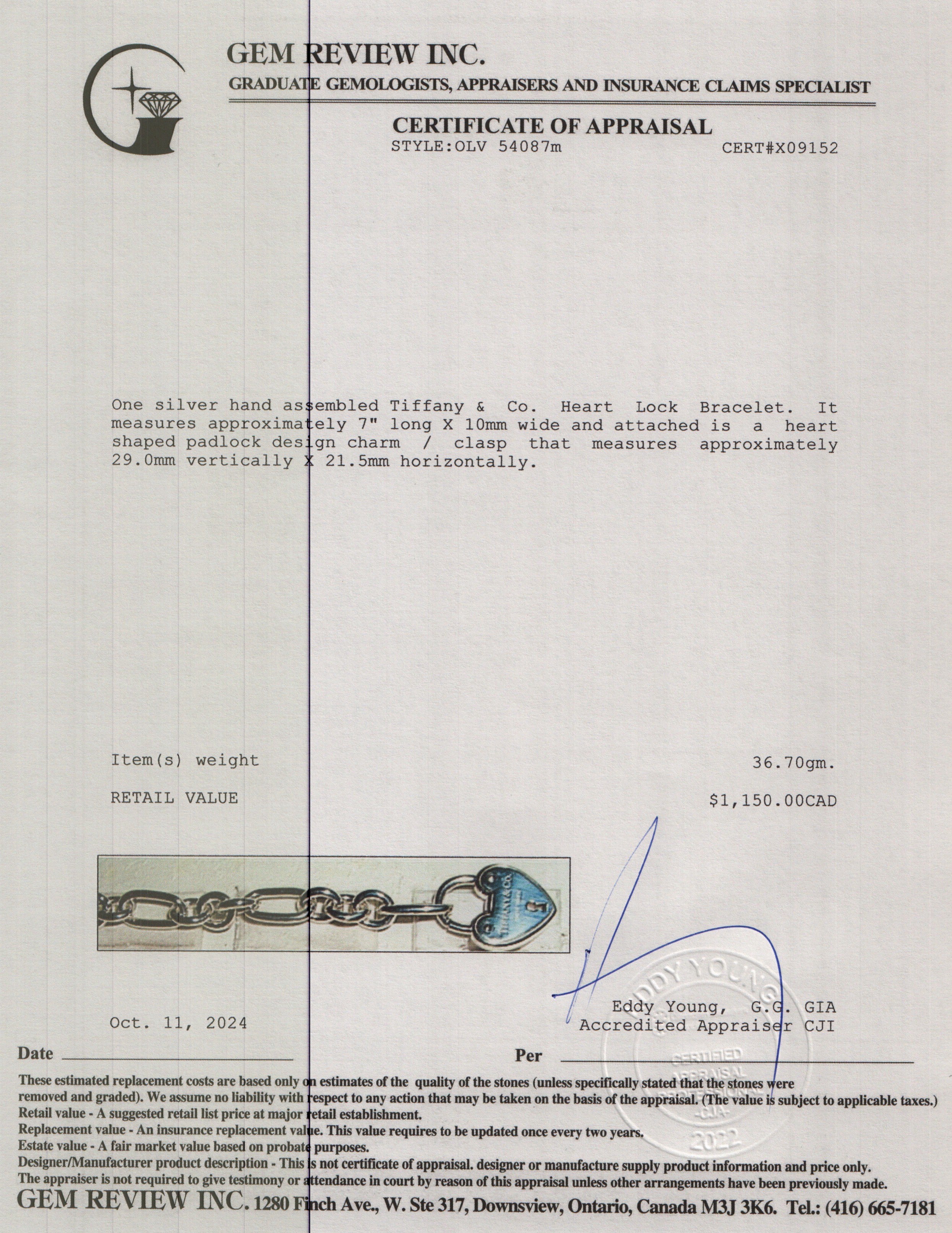 Tiffany & Co. Sterling Silver Heart Lock Bracelet