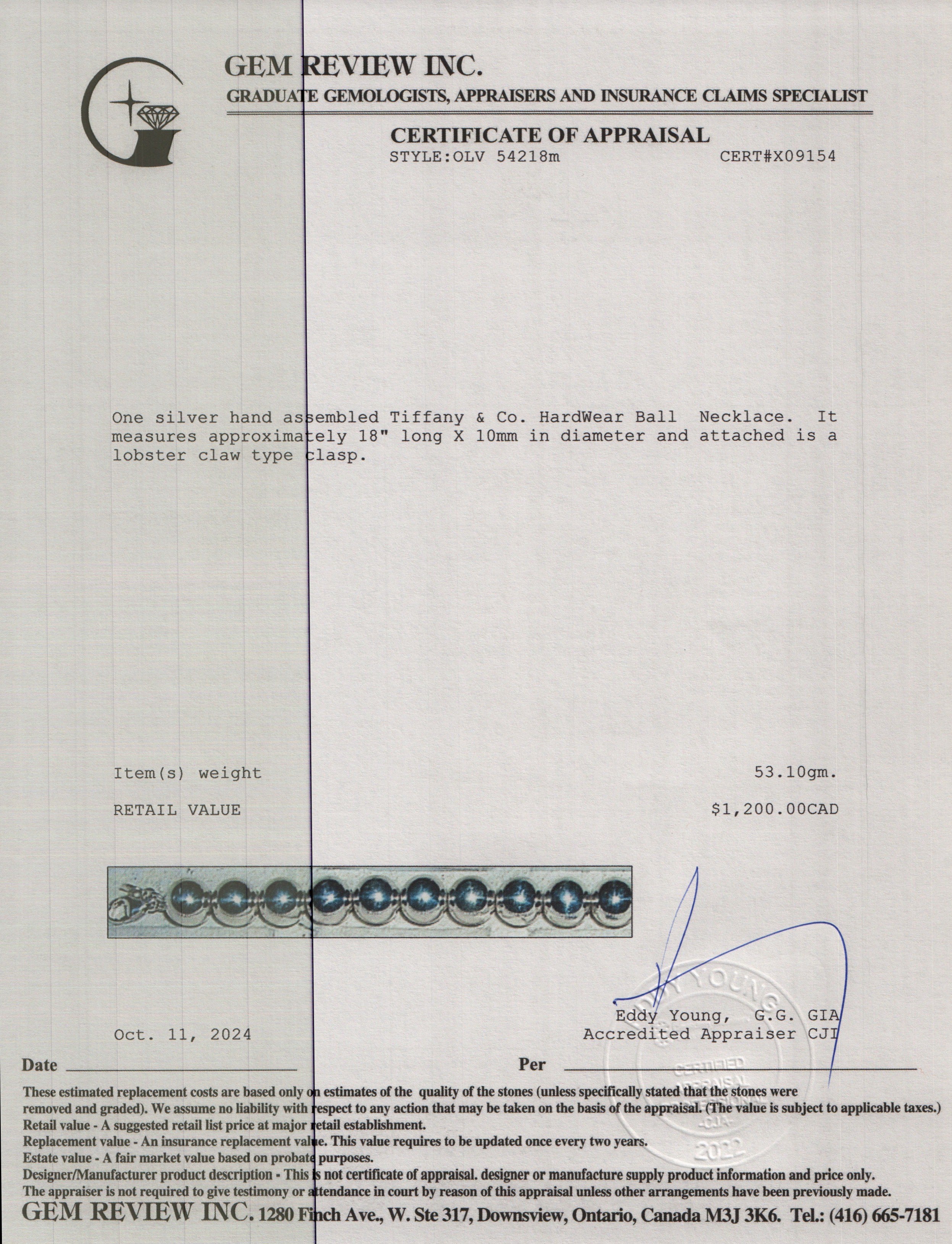 Tiffany & Co. Sterling Silver HardWear Ball Necklace