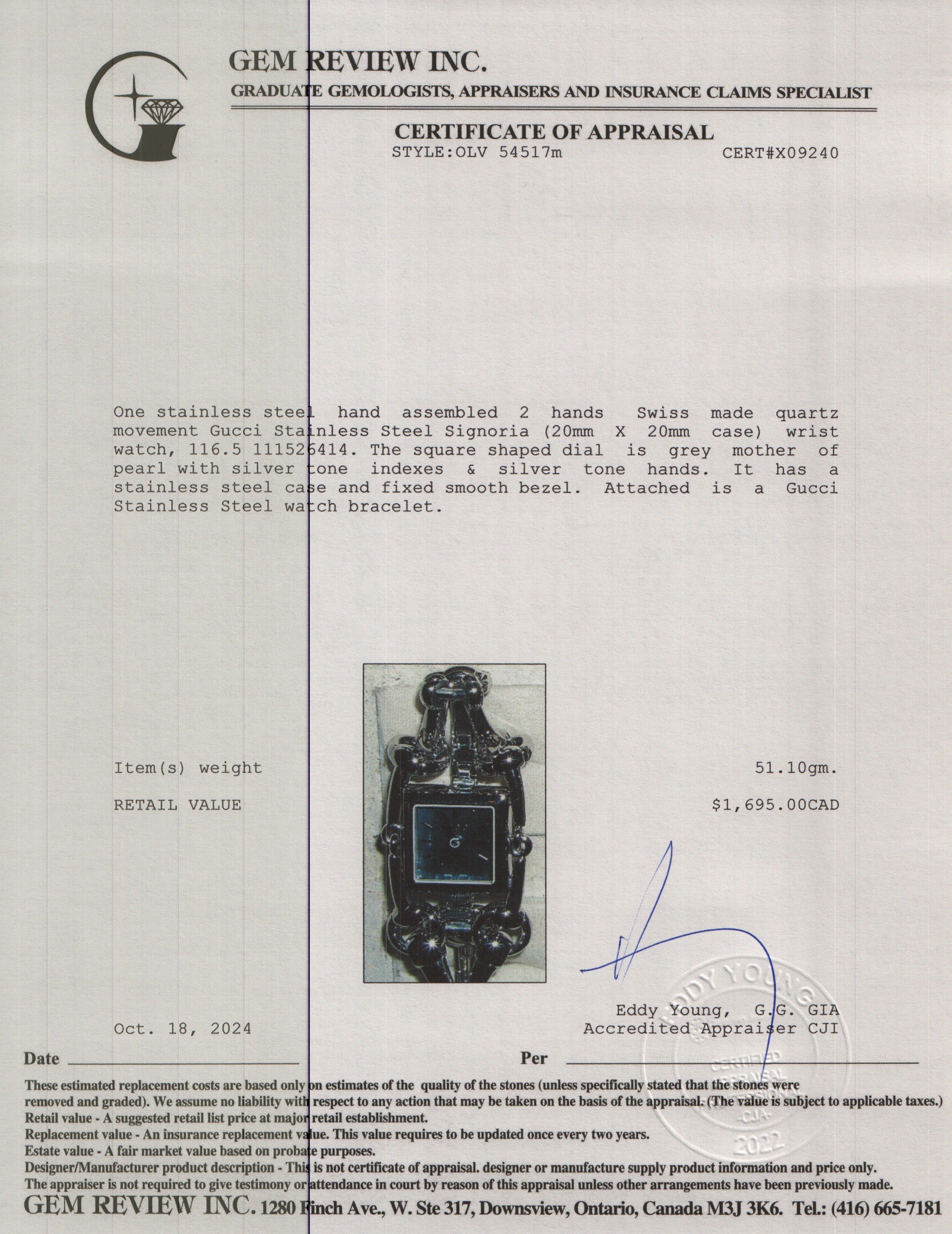 Gucci Stainless Steel Signoria Watch