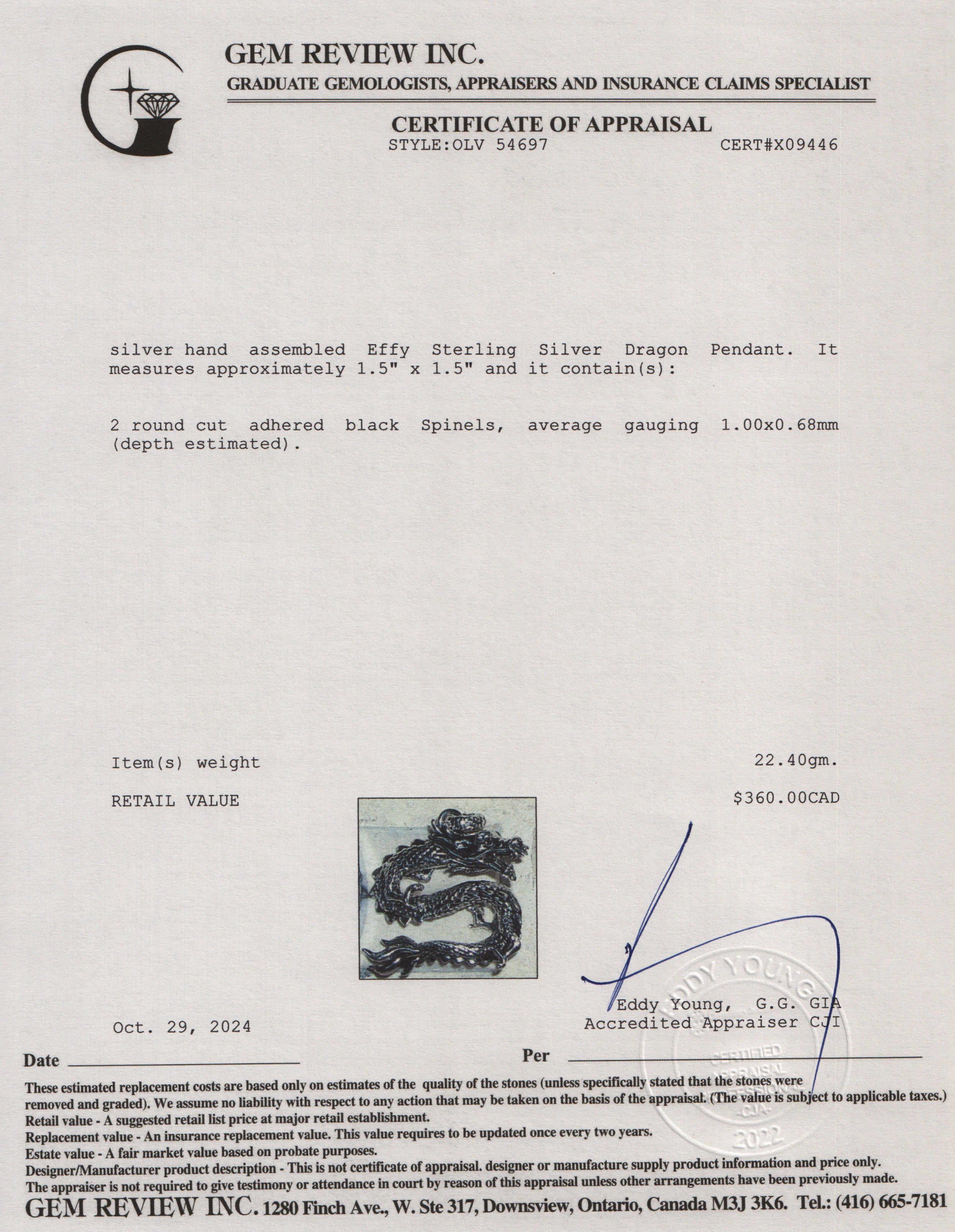 Effy Sterling Silver Dragon Pendant