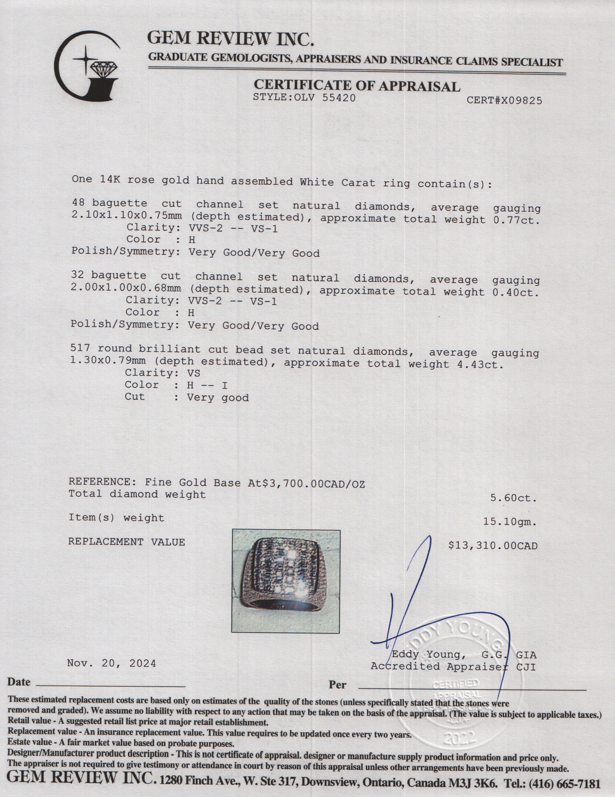 White Carat 14k Rose Gold 6.53 tcw. Diamond Cluster Ring, Size 10.25