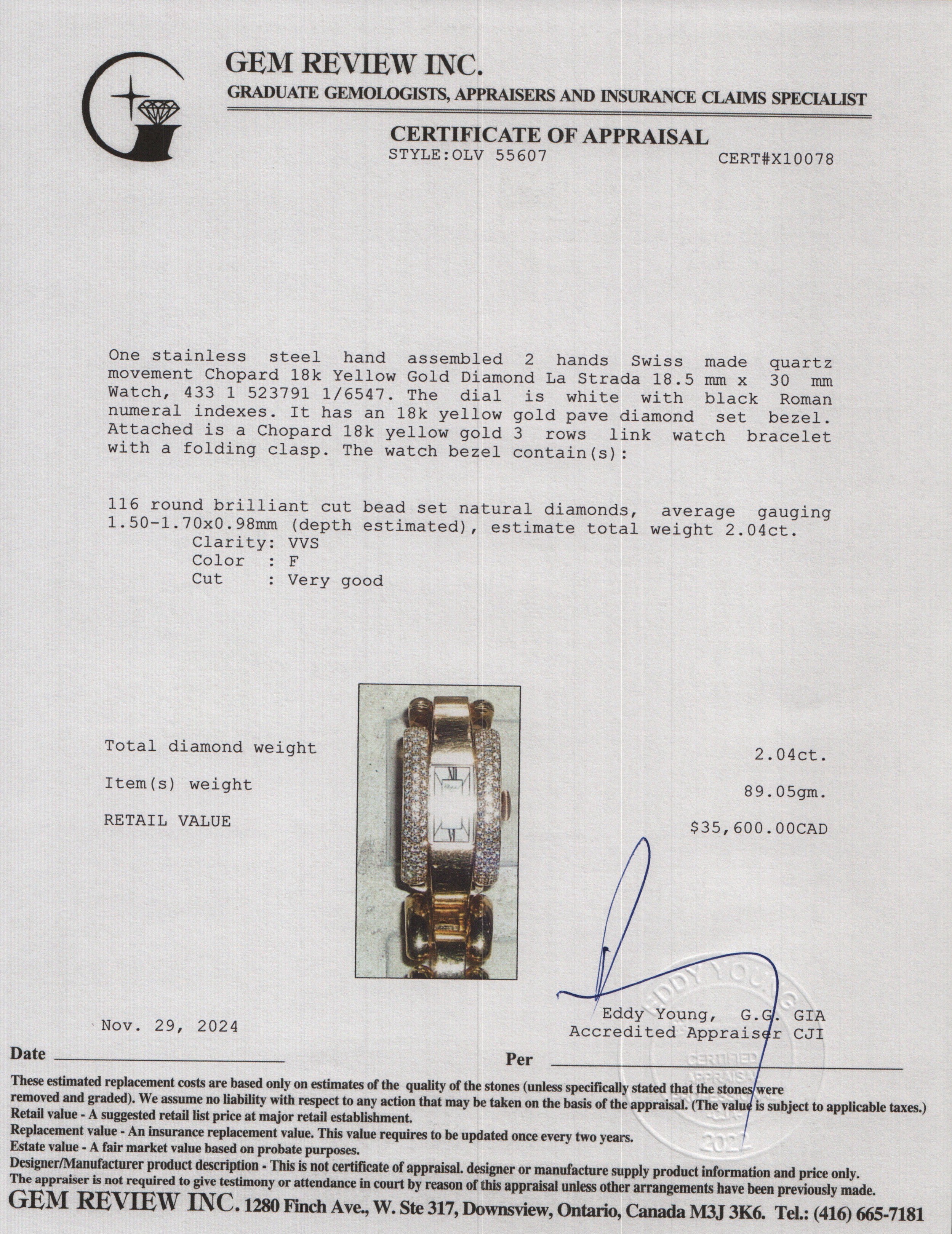 Chopard 18k Yellow Gold Diamond La Strada Watch