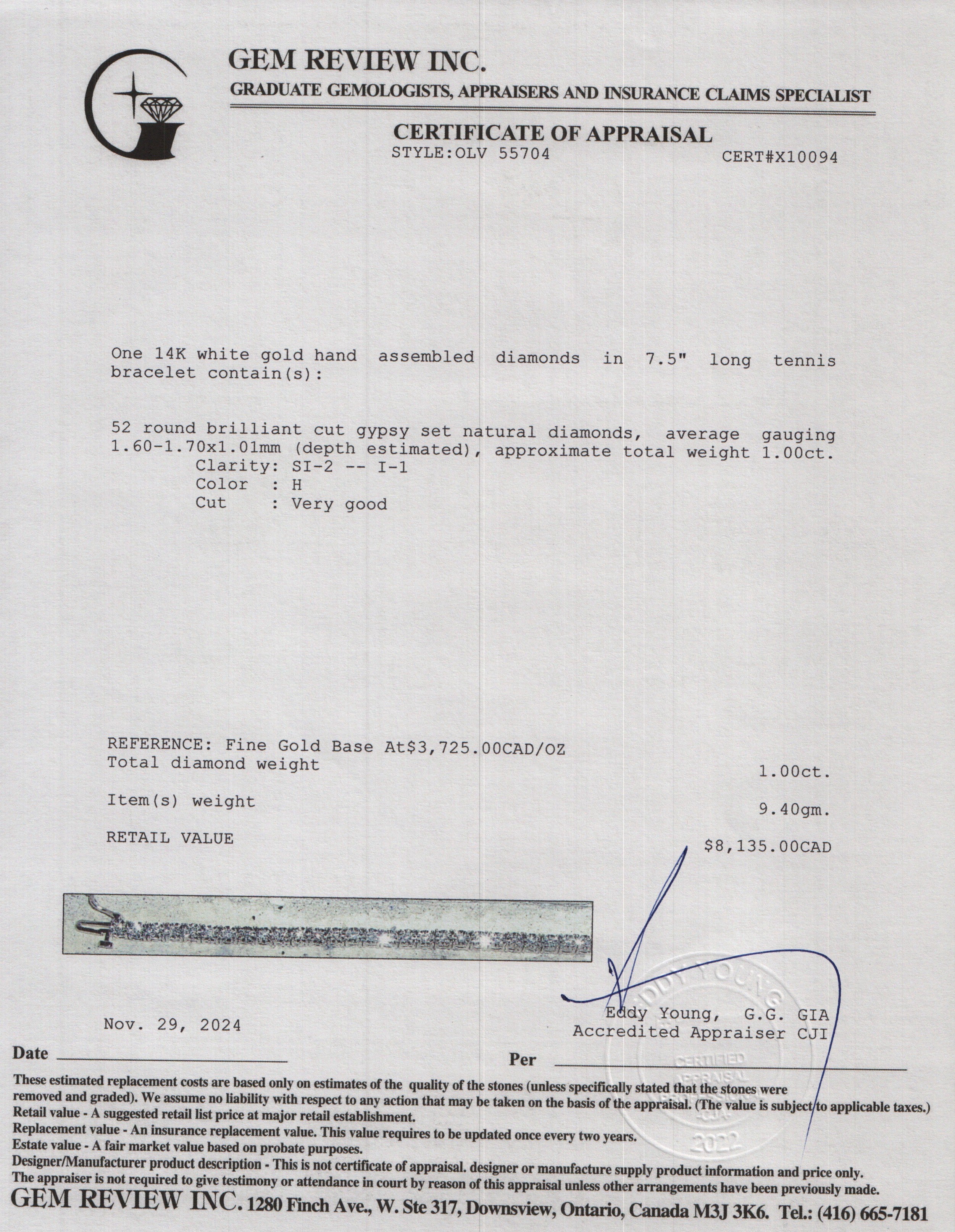 14k White Gold 1.00 tcw. Diamond Tennis Bracelet