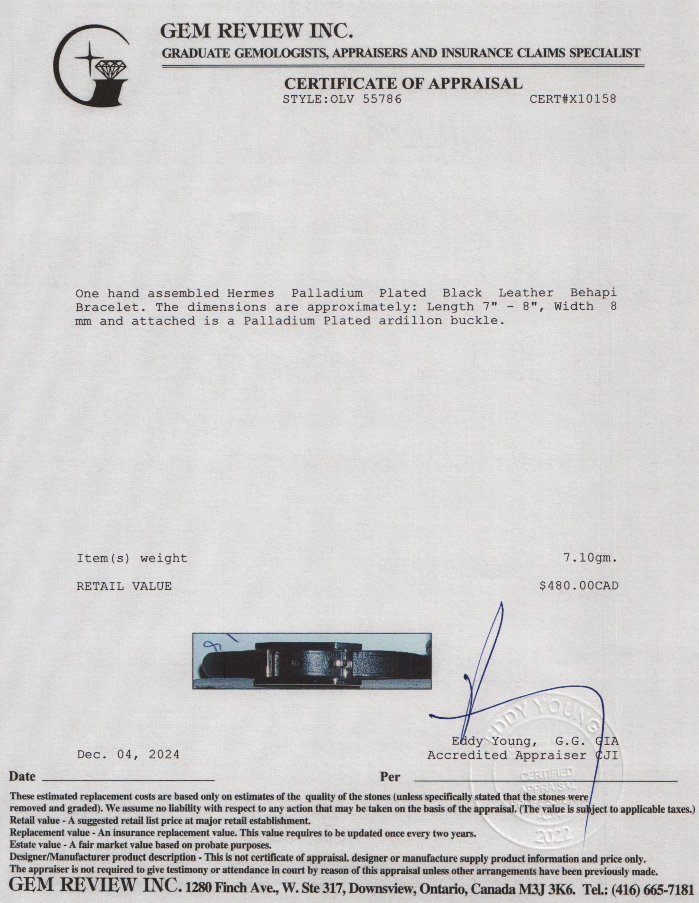 Hermes Palladium Plated Black Leather Behapi Bracelet