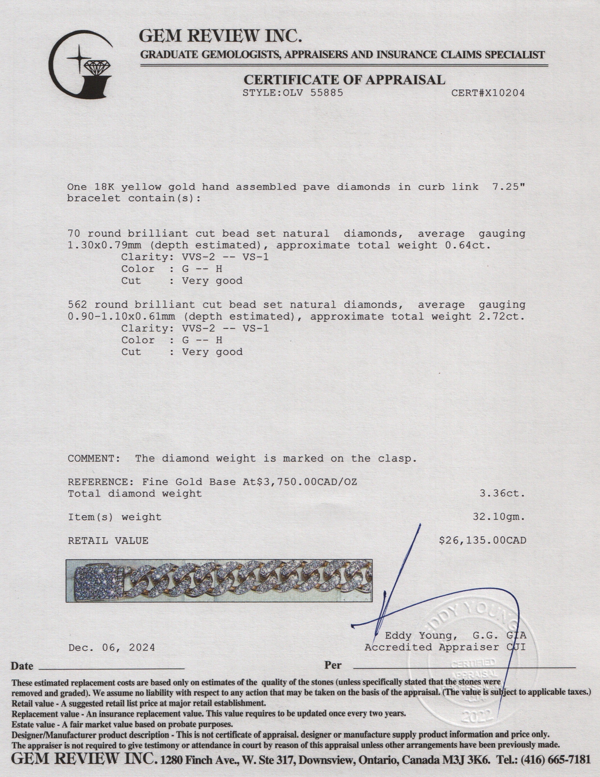 18k Yellow Gold Pave Diamond Cuban Link Bracelet