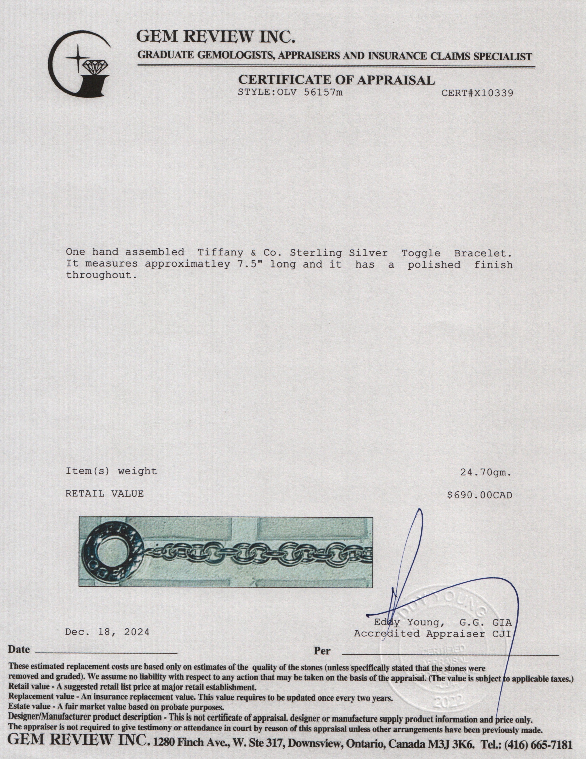 Tiffany & Co. Sterling Silver Toggle Bracelet