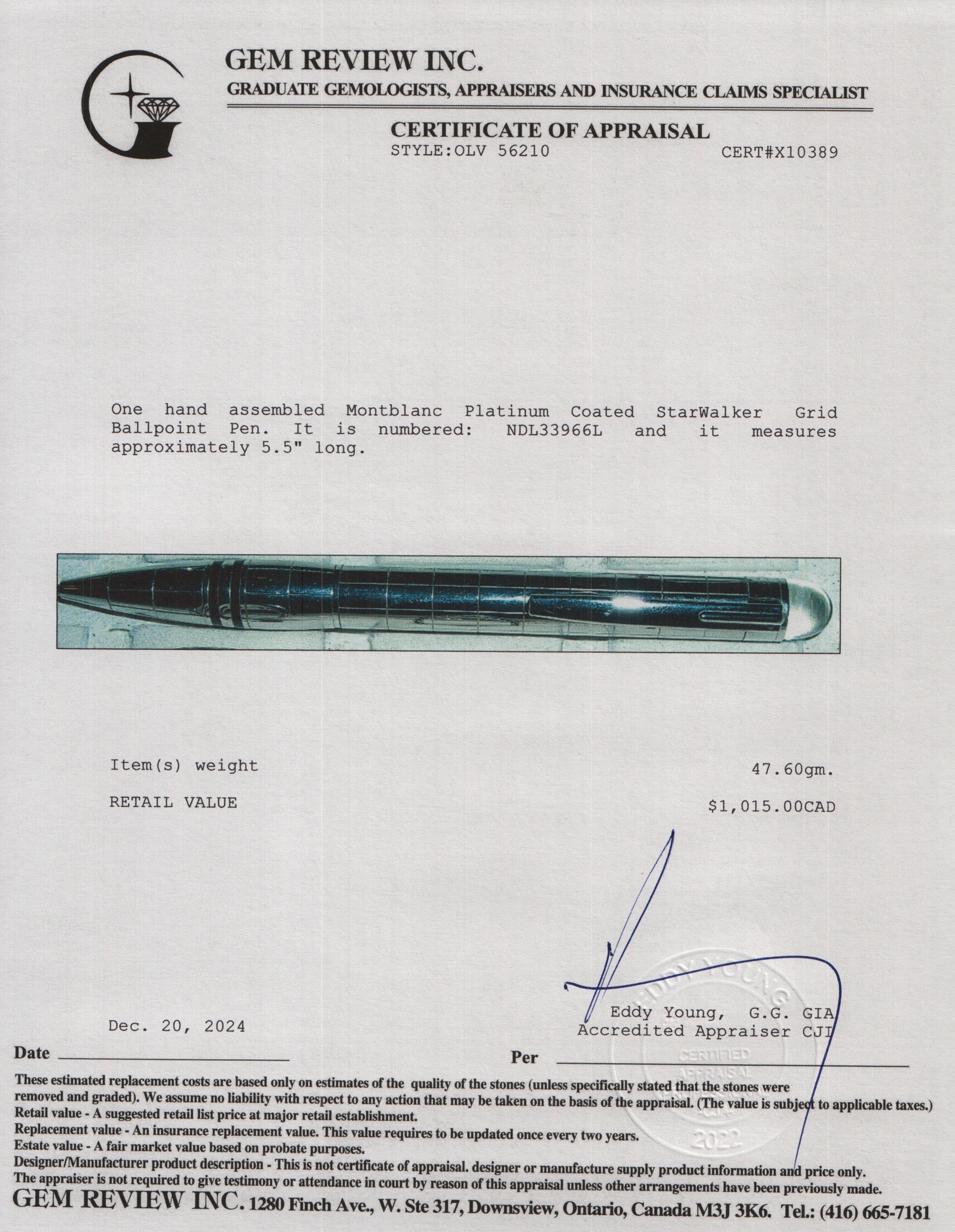 Montblanc Platinum Coated StarWalker Grid Ballpoint Pen