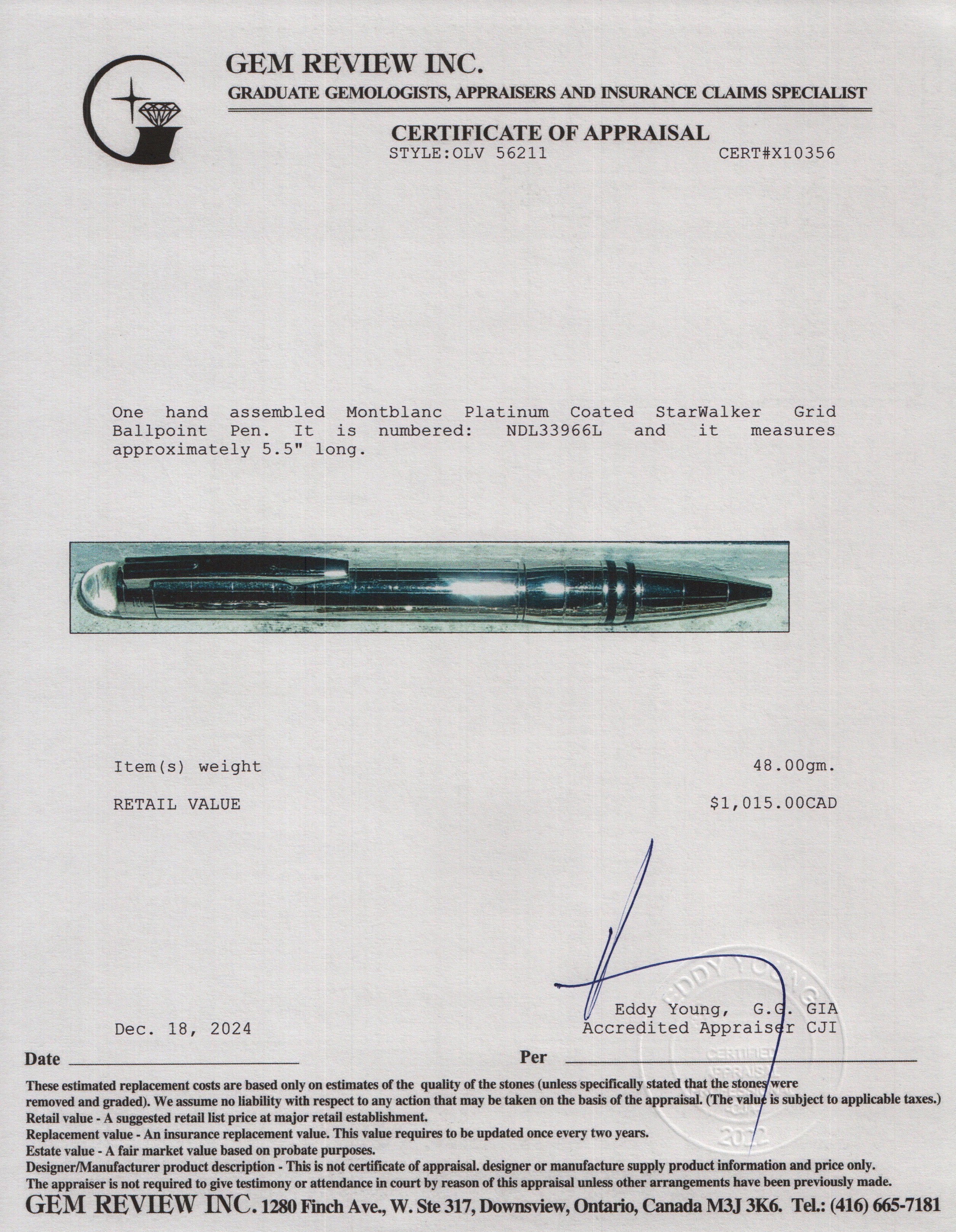 Montblanc Platinum Coated StarWalker Grid Ballpoint Pen