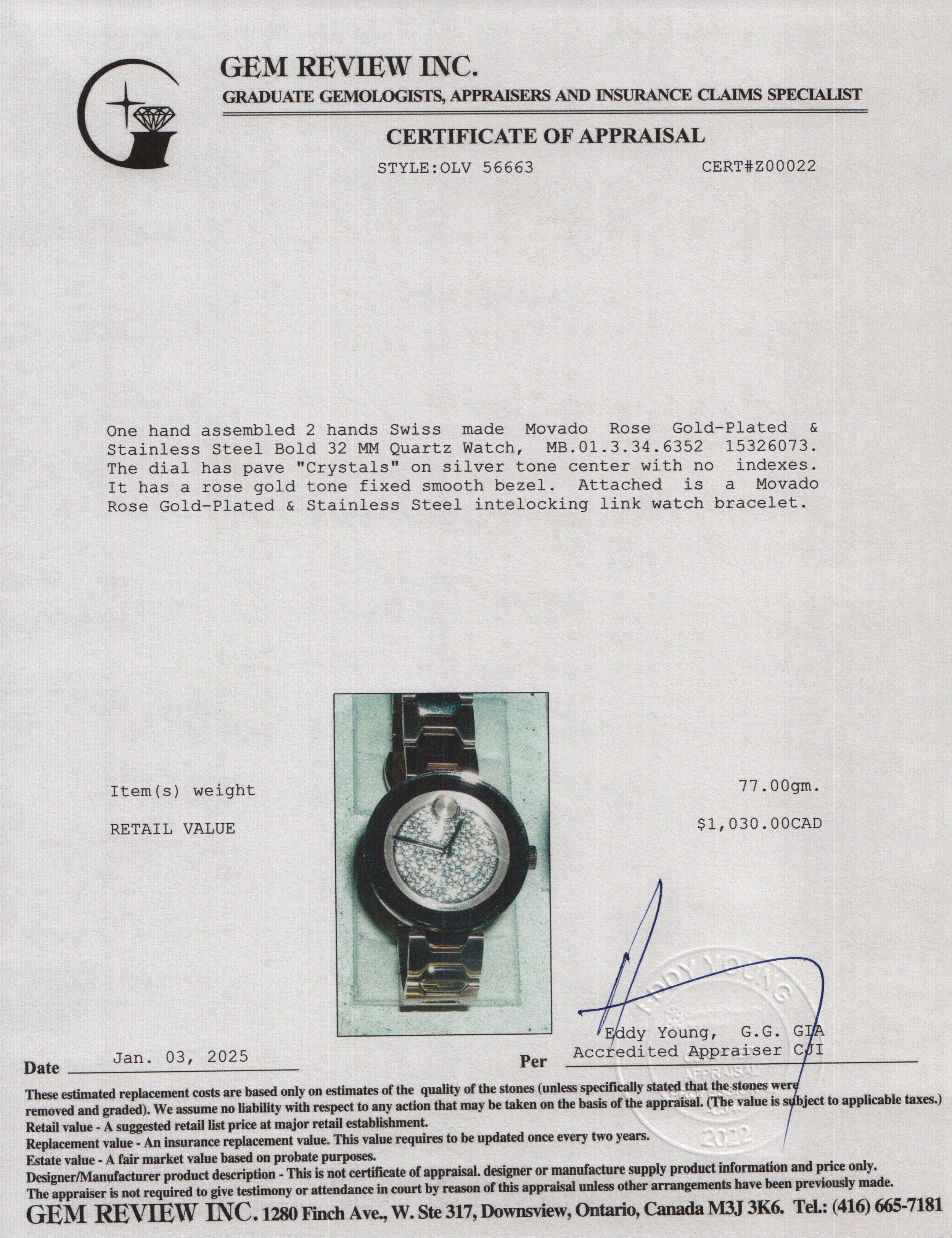 Movado Rose Gold-Plated & Stainless Steel Bold 32 MM Quartz Watch