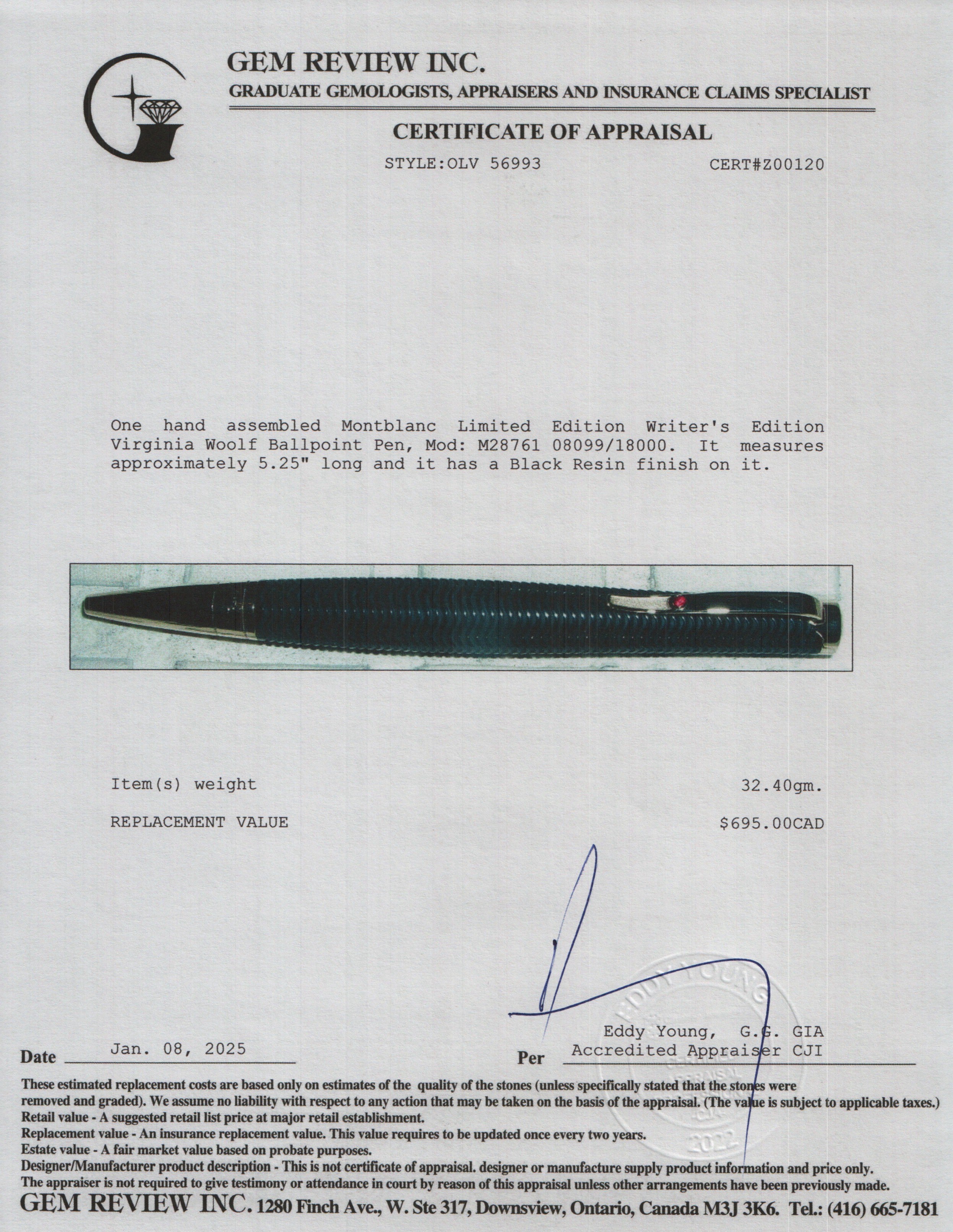 Montblanc Limited Edition Writer's Edition Virgina Woolf Ballpoint Pen w/ Box & Papers