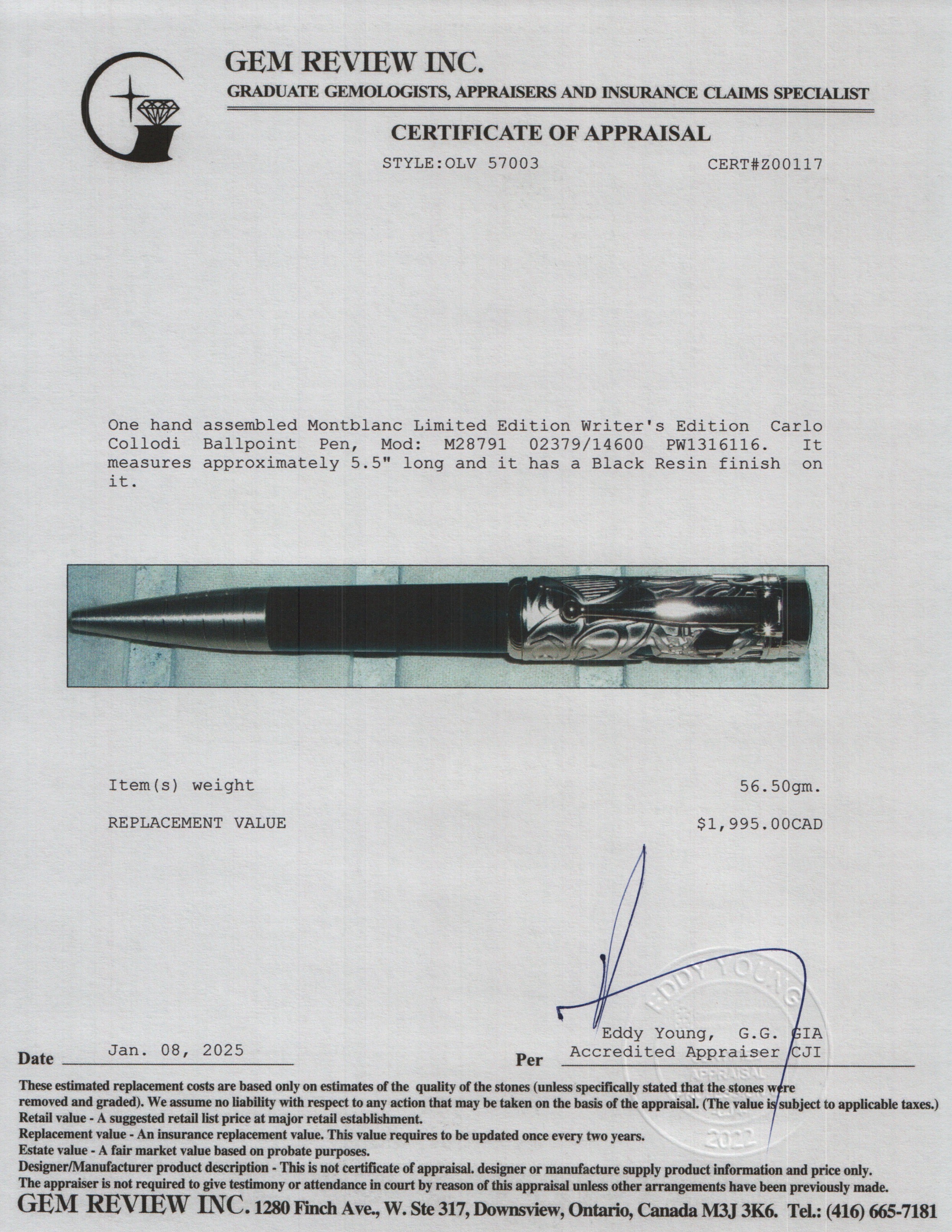 Montblanc Limited Edition Writer's Edition Carlo Collodi Ballpoint Pen w/ Box & Papers