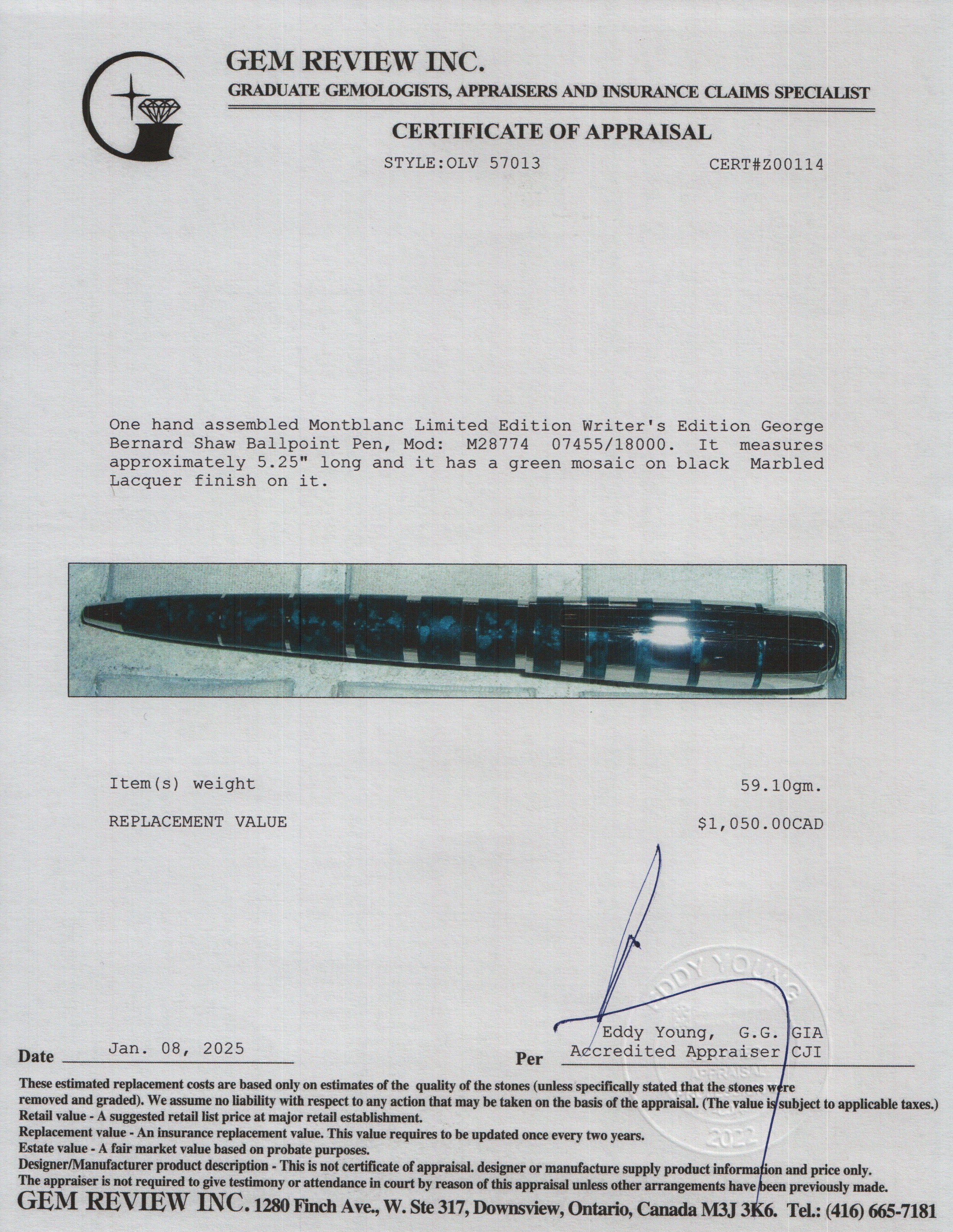 Montblanc Limited Edition Writer's Edition George Bernard Shaw Ballpoint Pen w/ Box & Papers