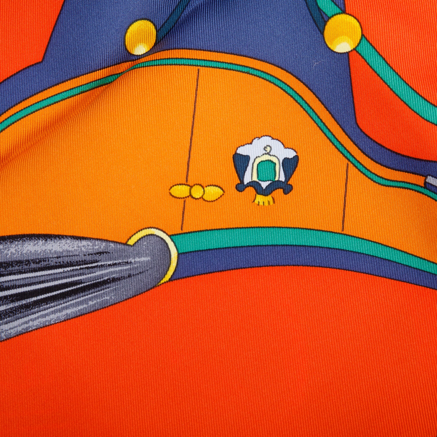 Hermes Cobalt Vermillo 'Springs' Silk Scarf 90 w/ Box & Receipt