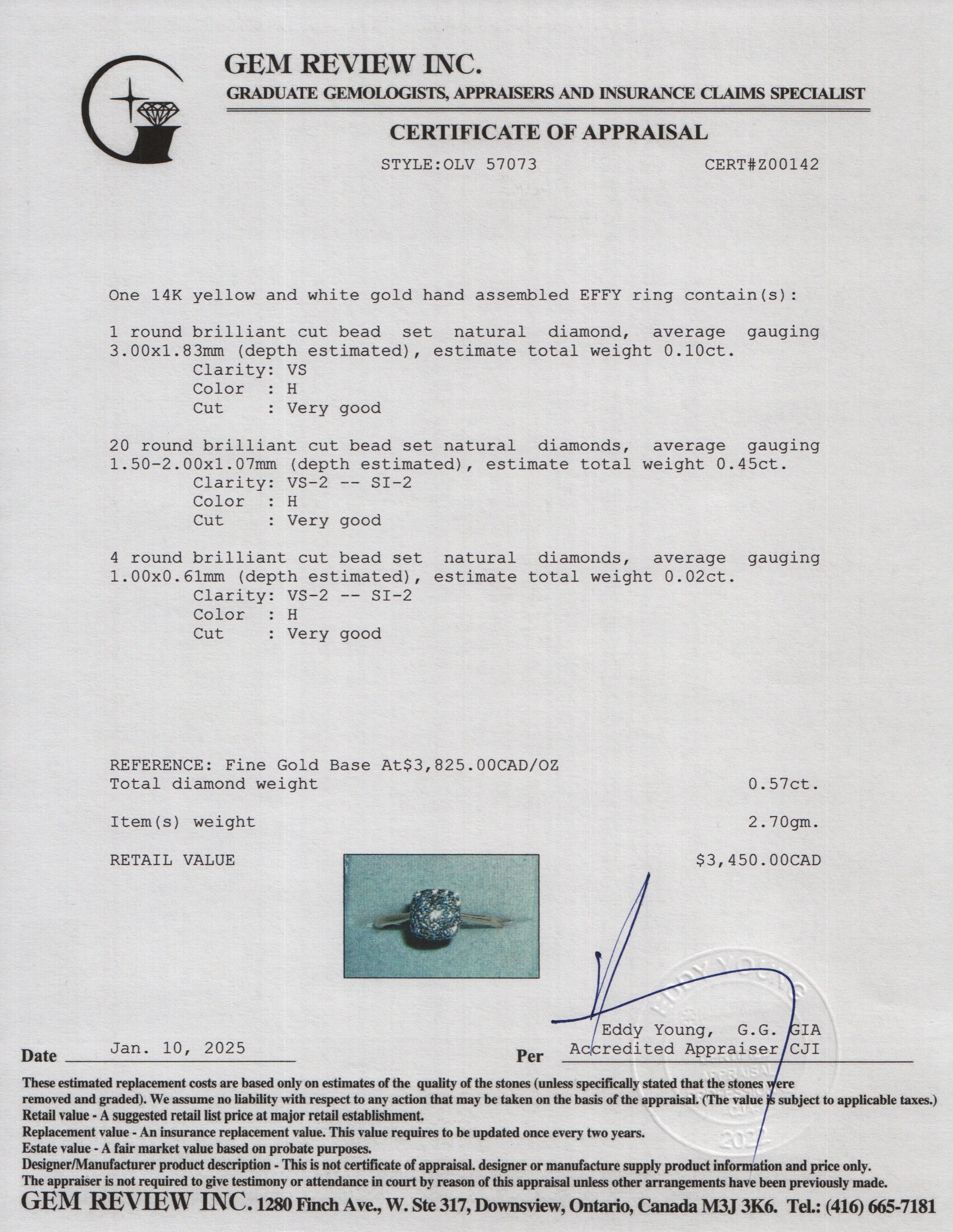 Effy 14k Yellow & White Gold Diamond Cluster Ring, Size 10