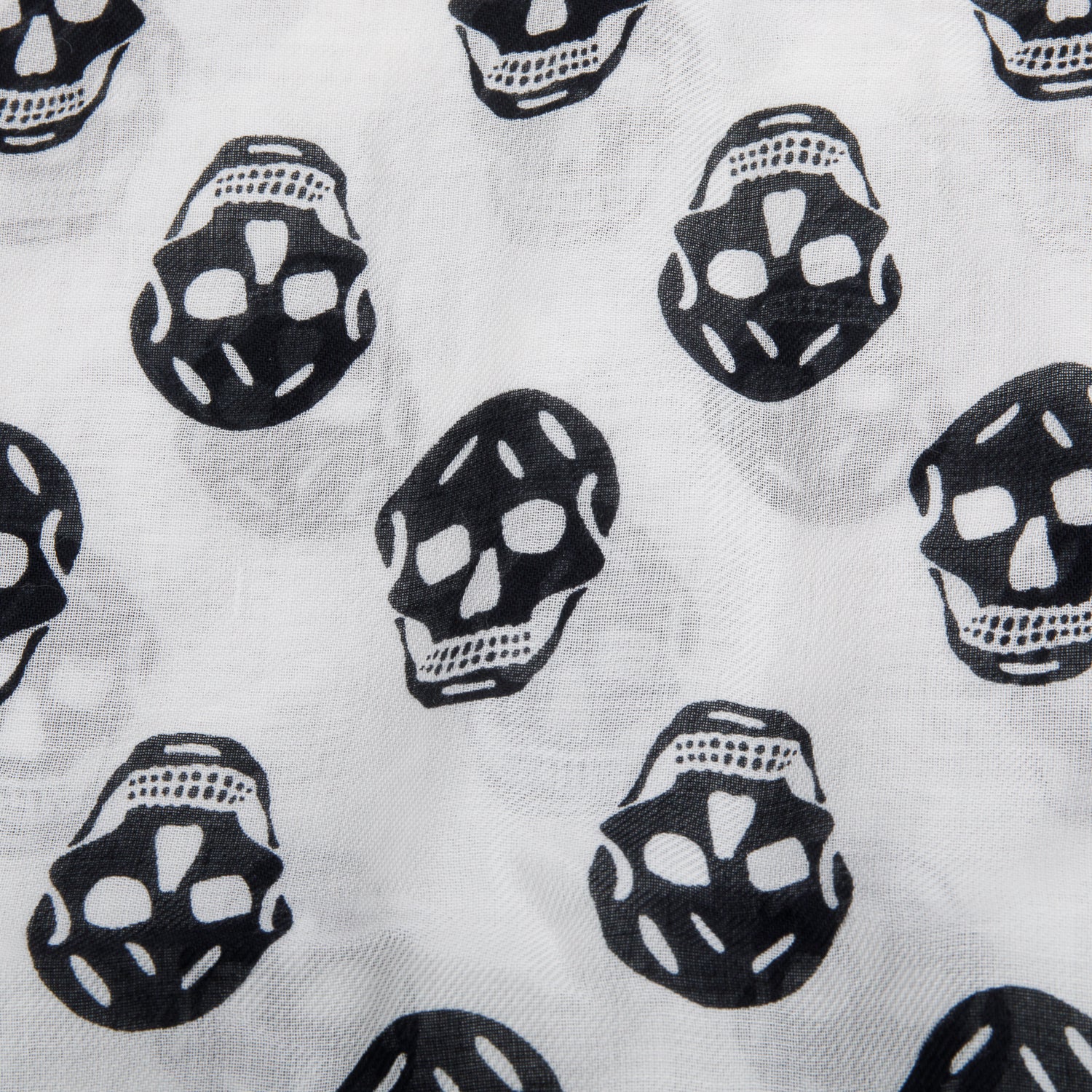 Alexander McQueen White/Black Skull Printed Silk Scarf