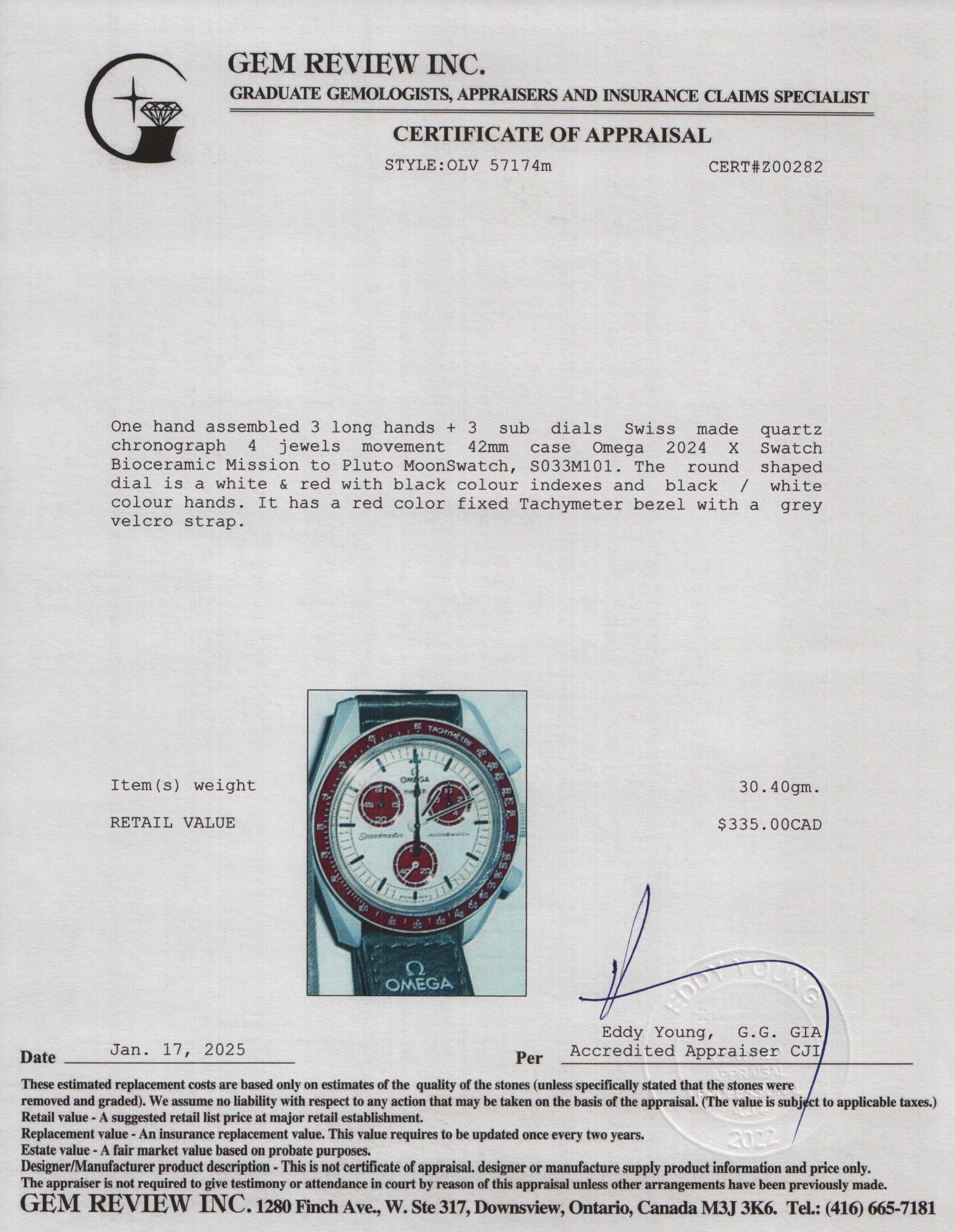 Omega 2024 X Swatch Bioceramic Mission to Pluto MoonSwatch w/ Box & Papers