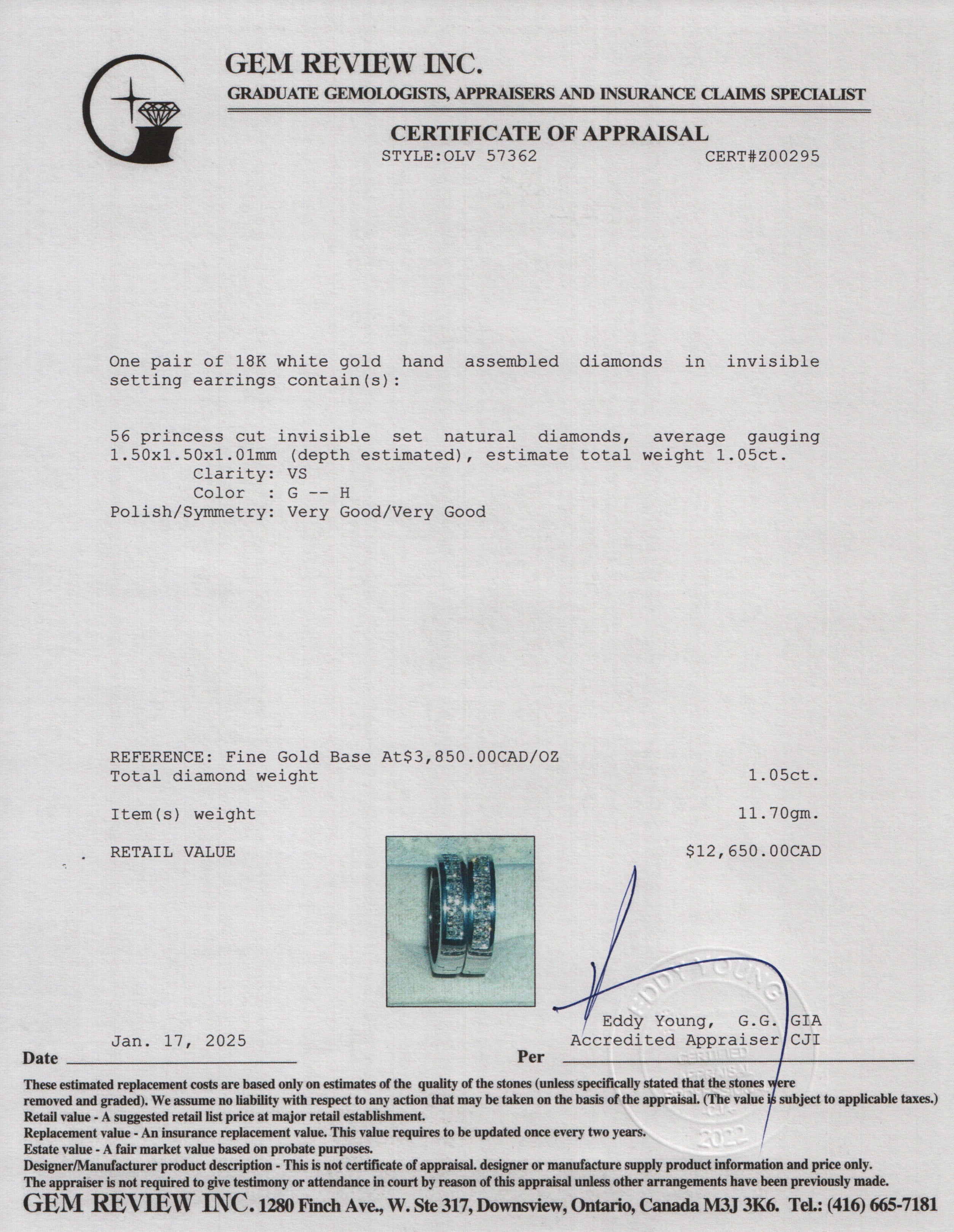 18k White Gold 1.05 tcw. Diamond Hoop Earrings