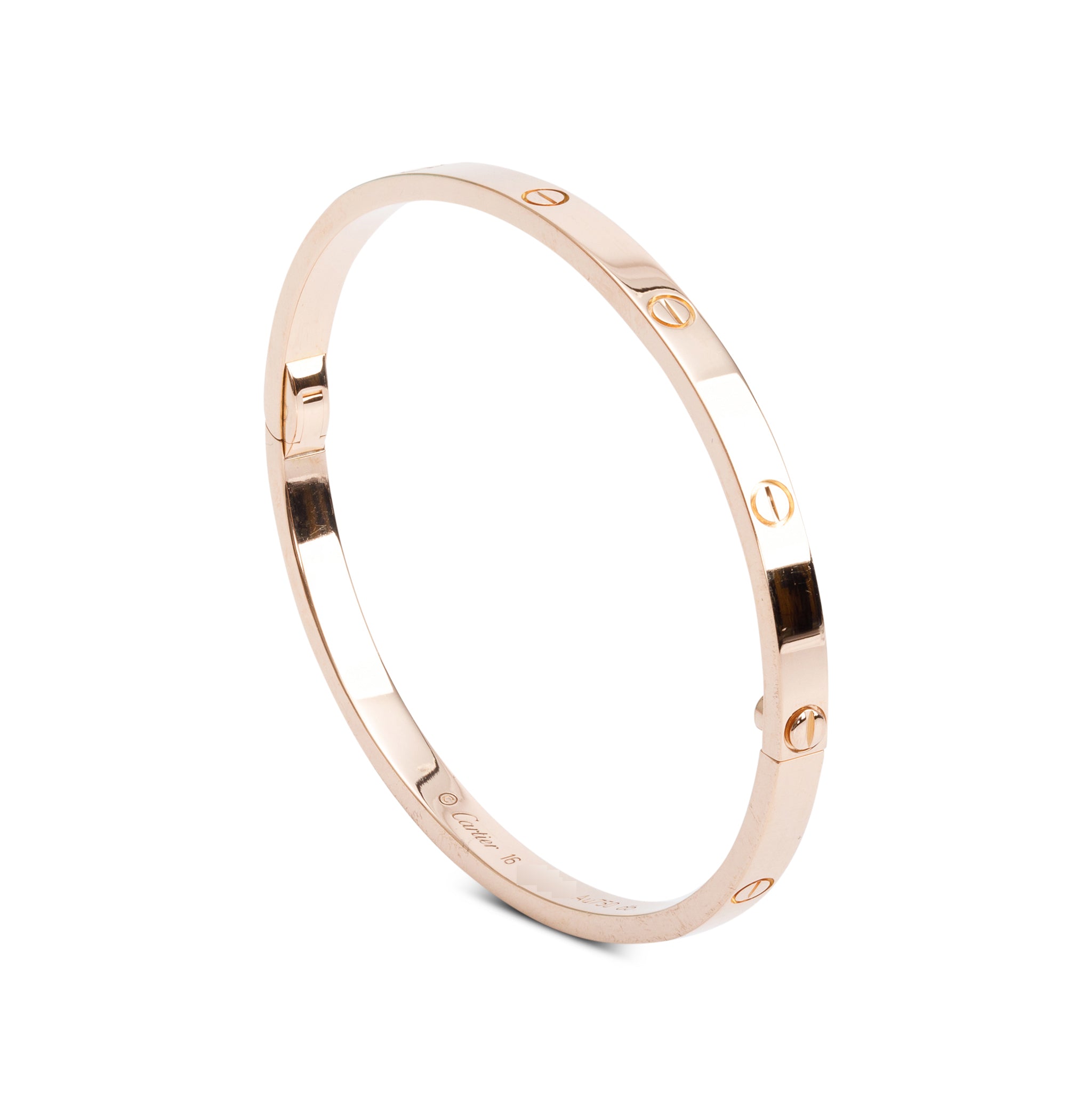 Cartier 18k Rose Gold 3.65 MM Love Bracelet, Small Model, Size 16 w/ Box & Certificate