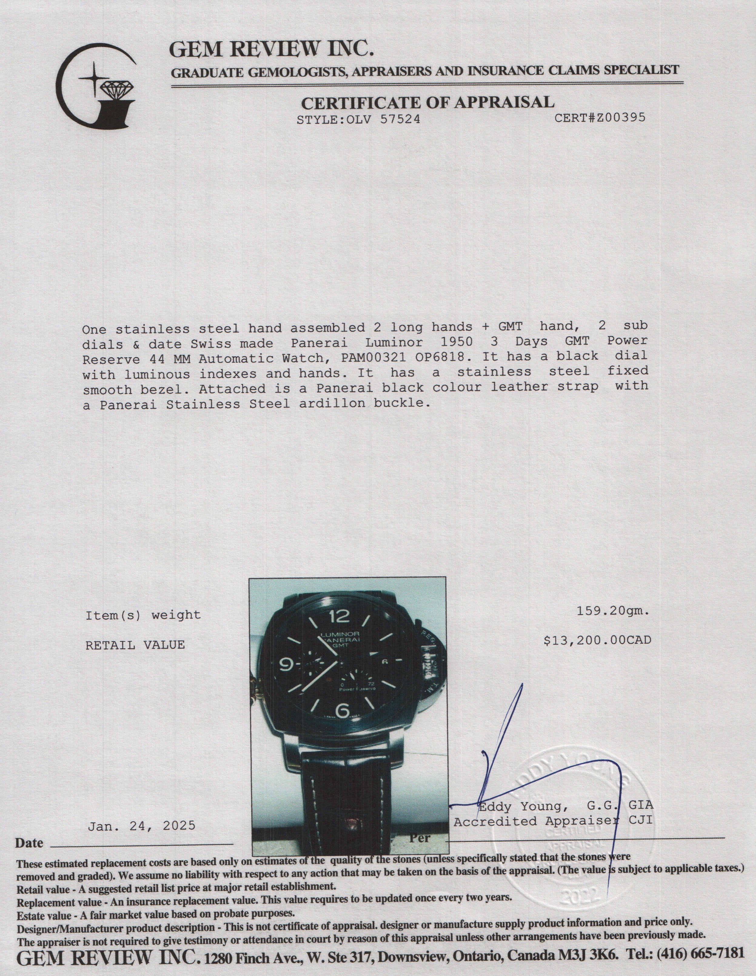 Panerai Stainless Steel Luminor 1950 3 Days GMT Power Reserve 44 MM Automatic Watch PAM00321 w/ Box & Papers