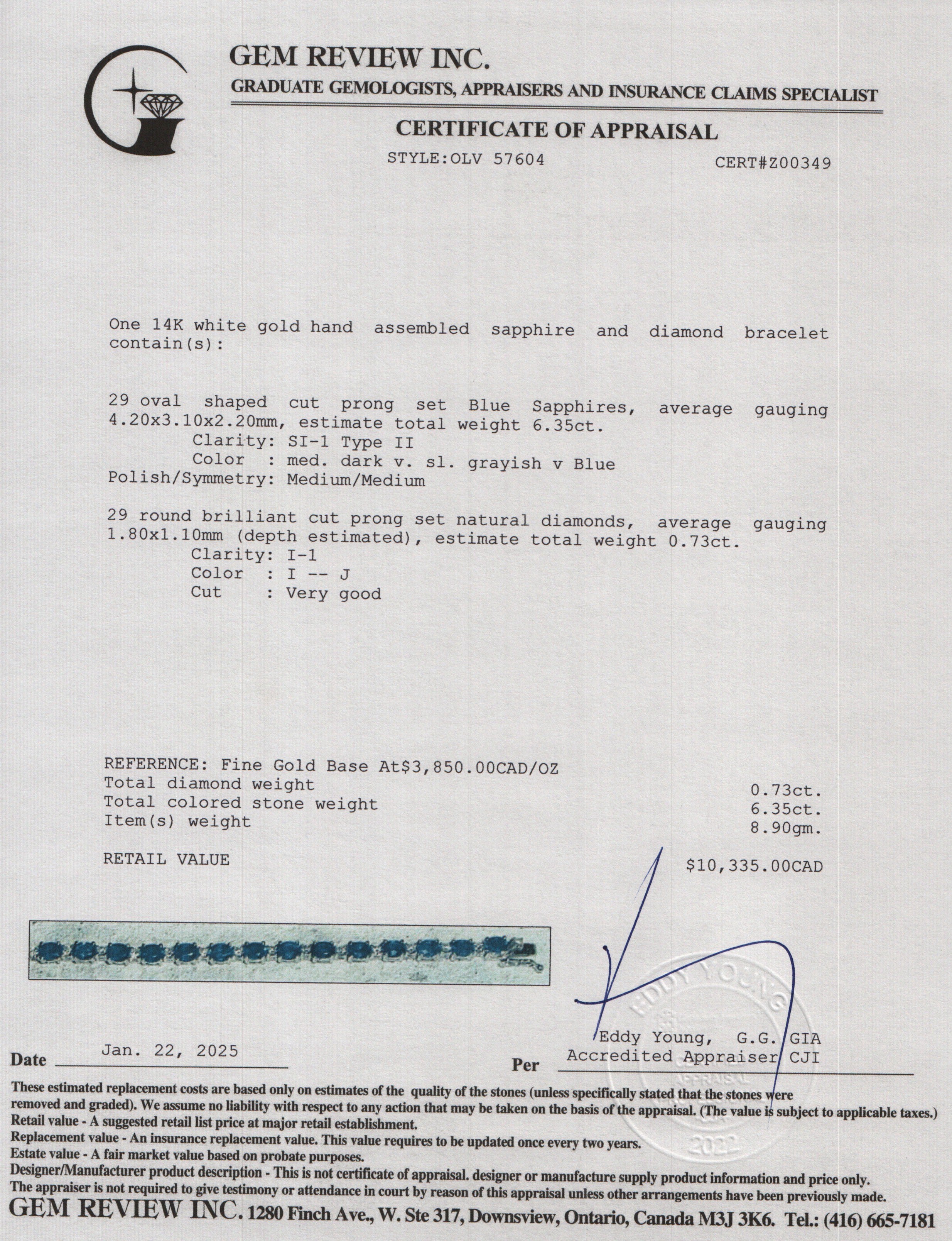 14k White Gold Sapphire & Diamond Bracelet