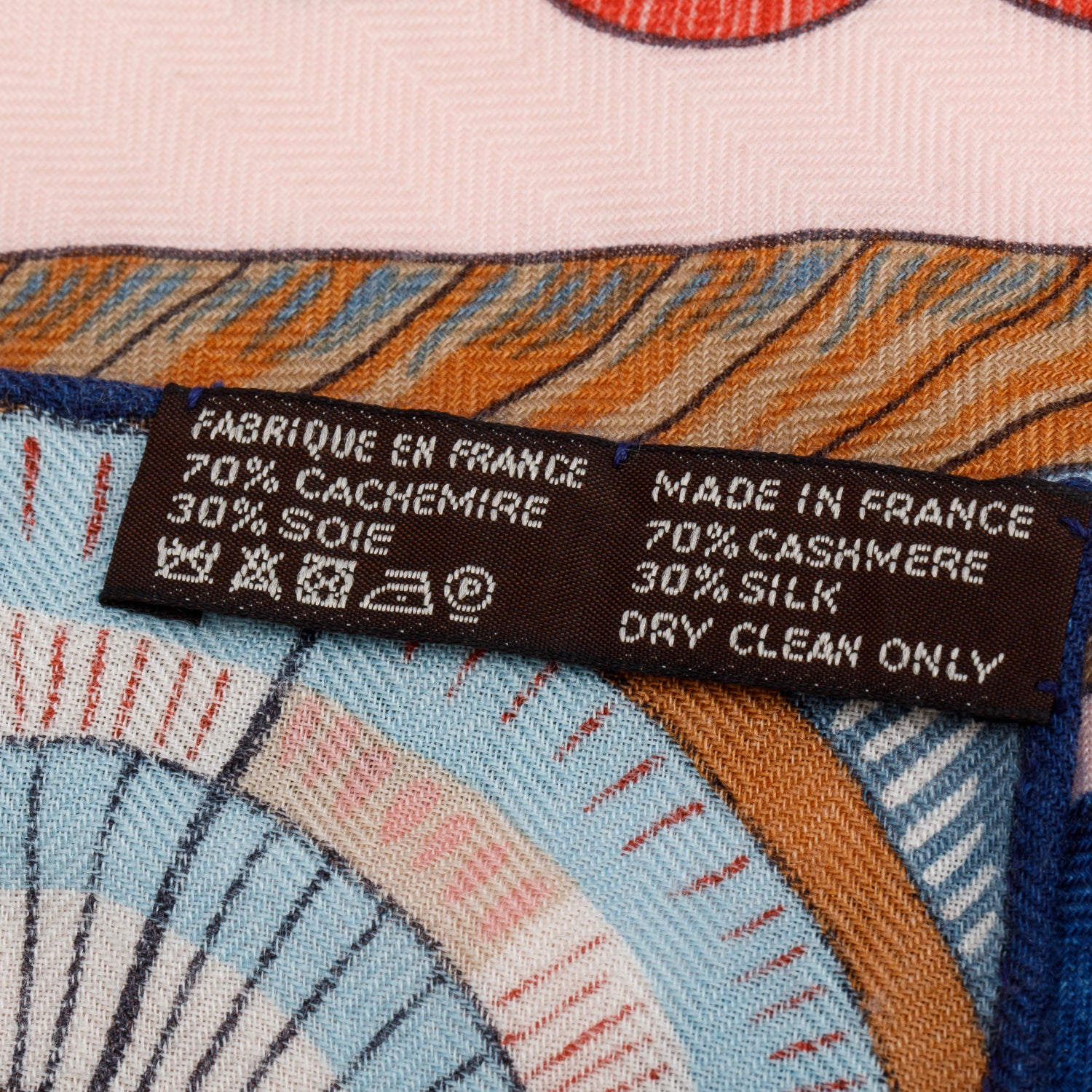Hermes Pink/Blue Multicolor 'The Savana Dance' Cashmere Silk Shawl 140