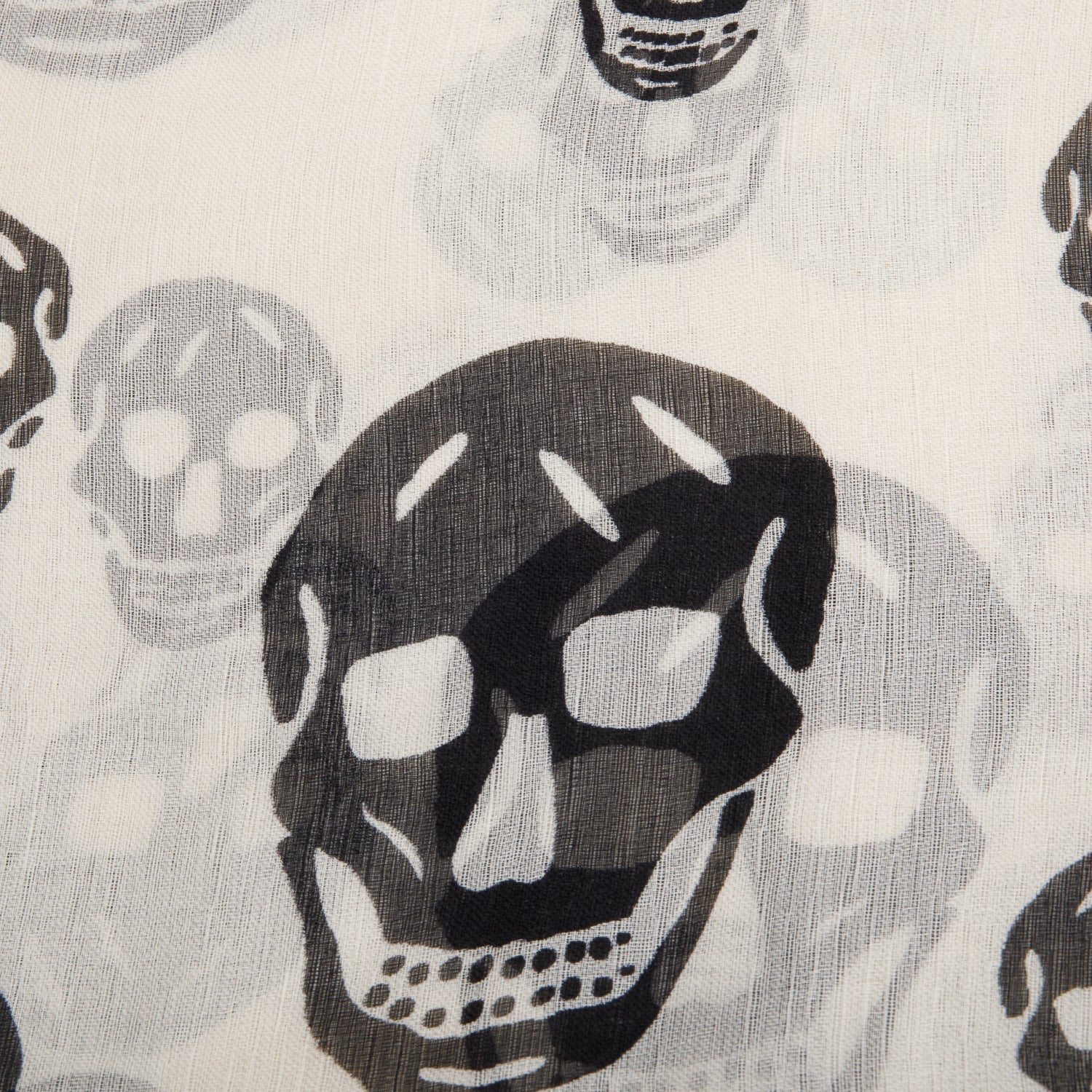 Alexander McQueen White/Black Skull Printed Silk Scarf