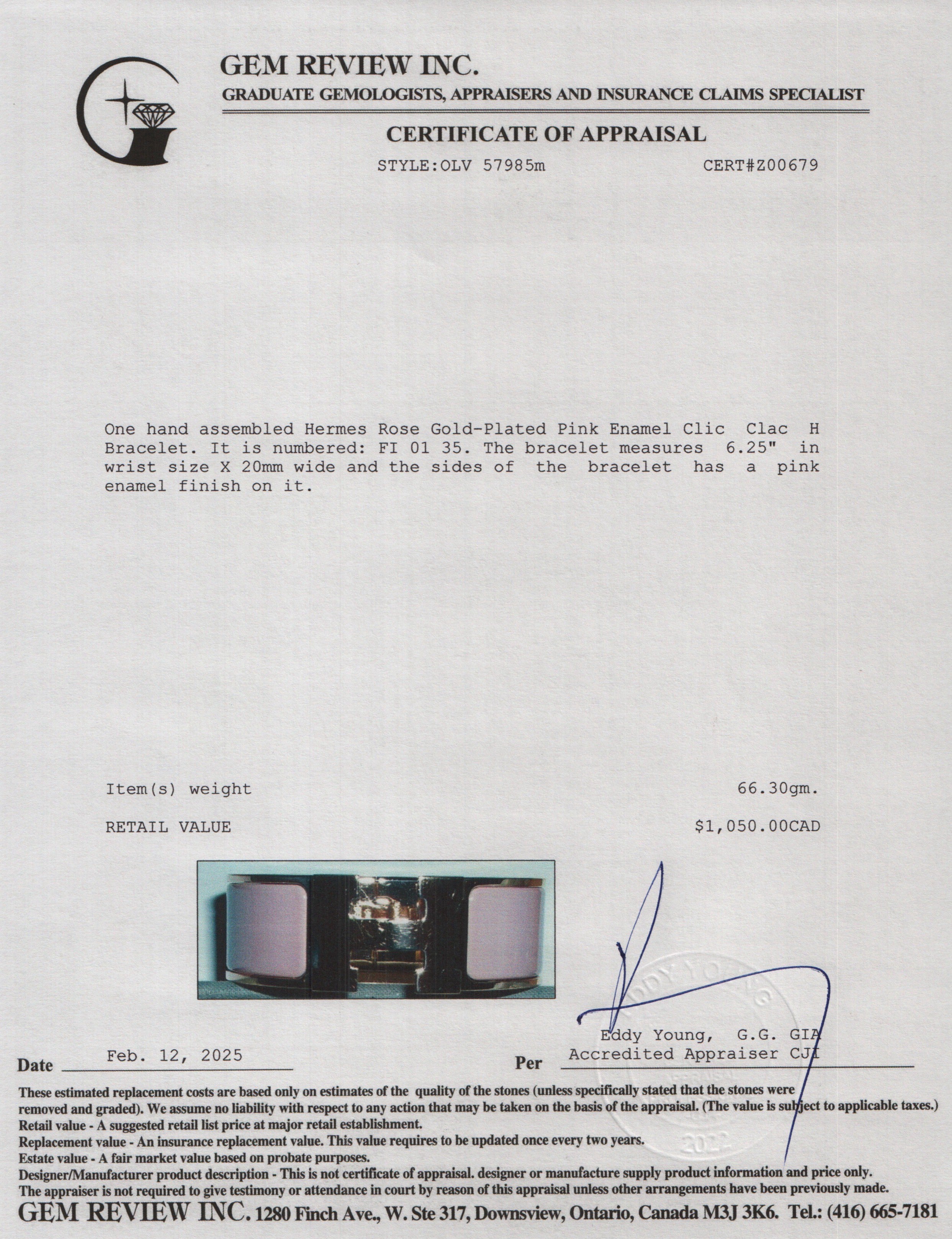 Hermes Rose Gold-Plated Pink Enamel Clic Clac H Bracelet