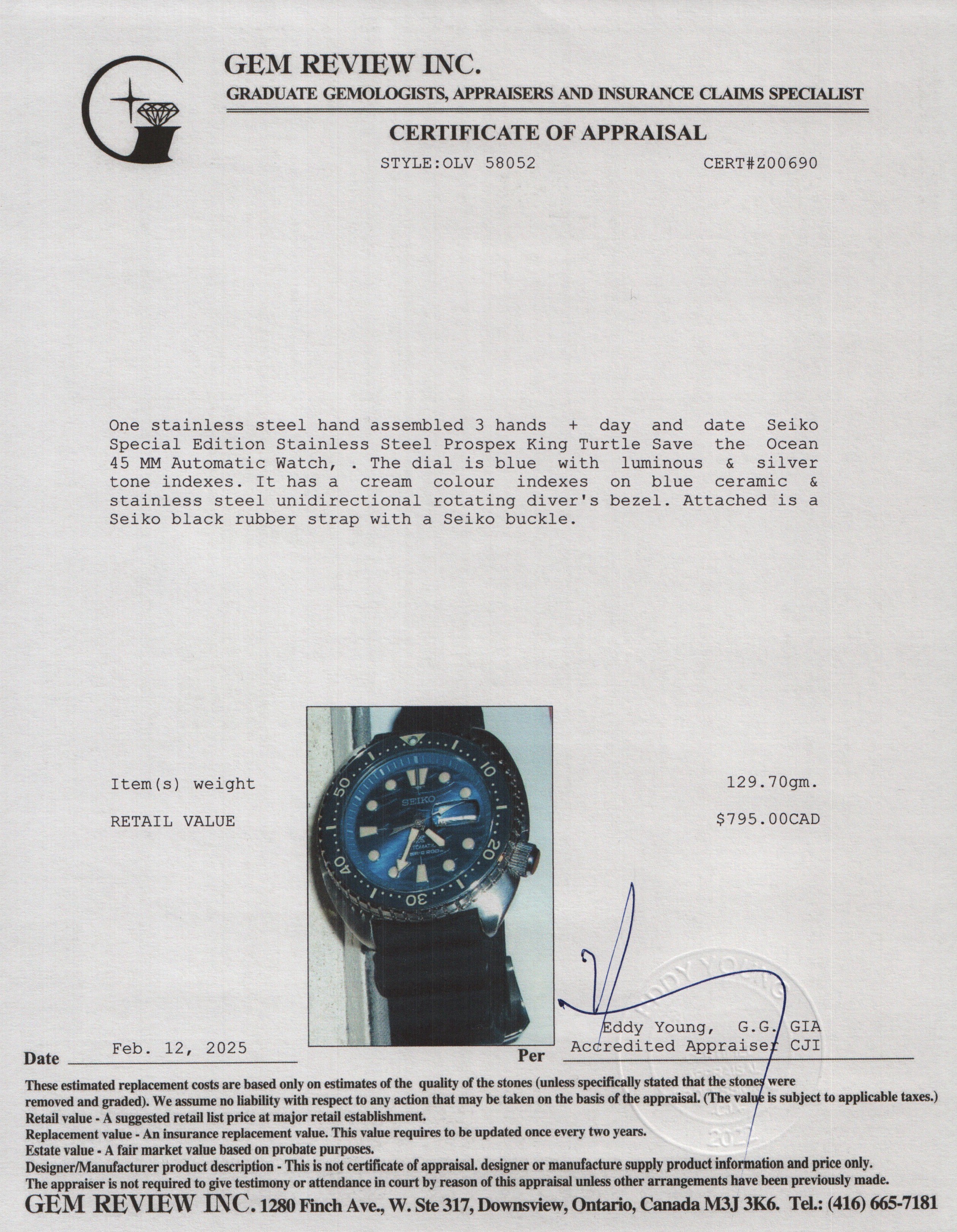 Seiko Special Edition Stainless Steel Prospex King Turtle Save the Ocean 45 MM Automatic Watch Blue Dial w/ Papers