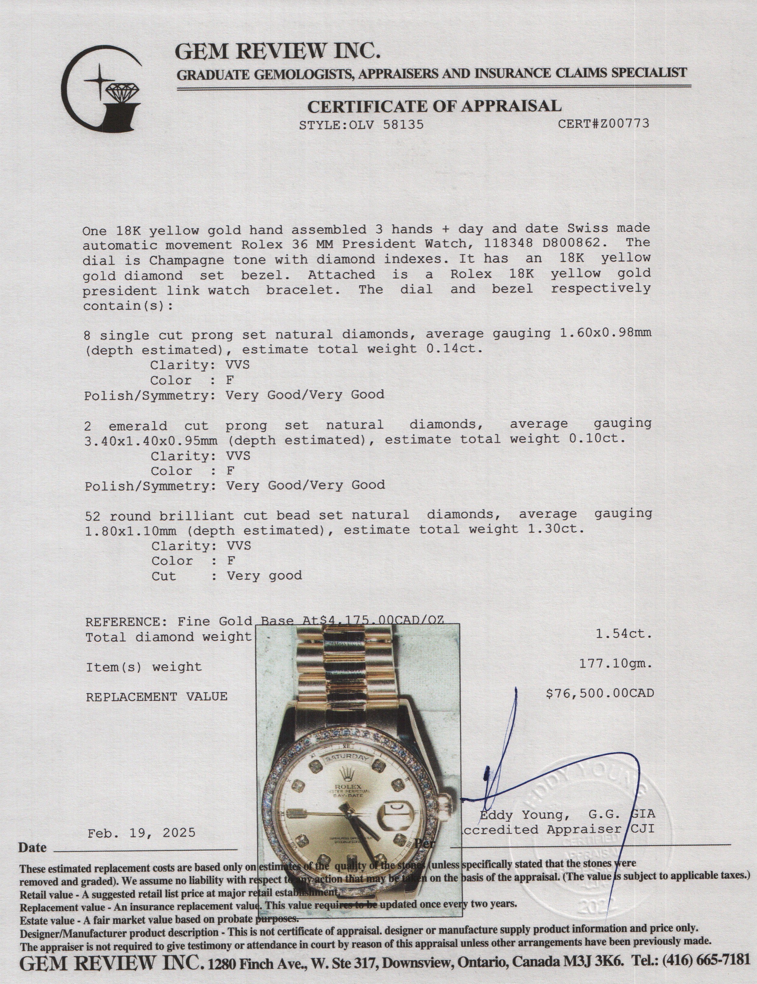 Rolex 18k Yellow Gold Diamond Bezel & Dial Day Date 36 MM President Watch 118348 w/ Box & Papers