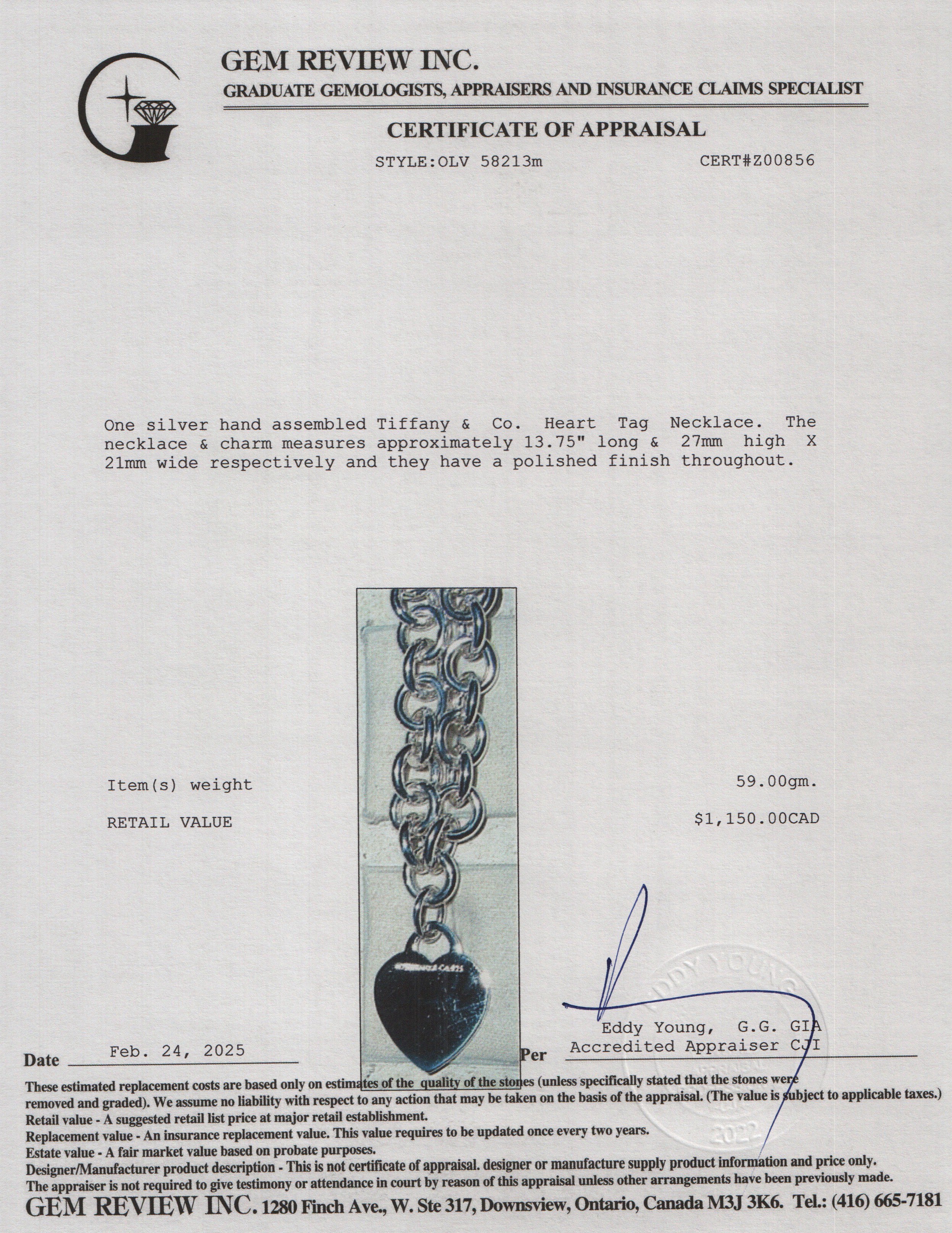 Tiffany & Co. Sterling Silver Heart Tag Necklace