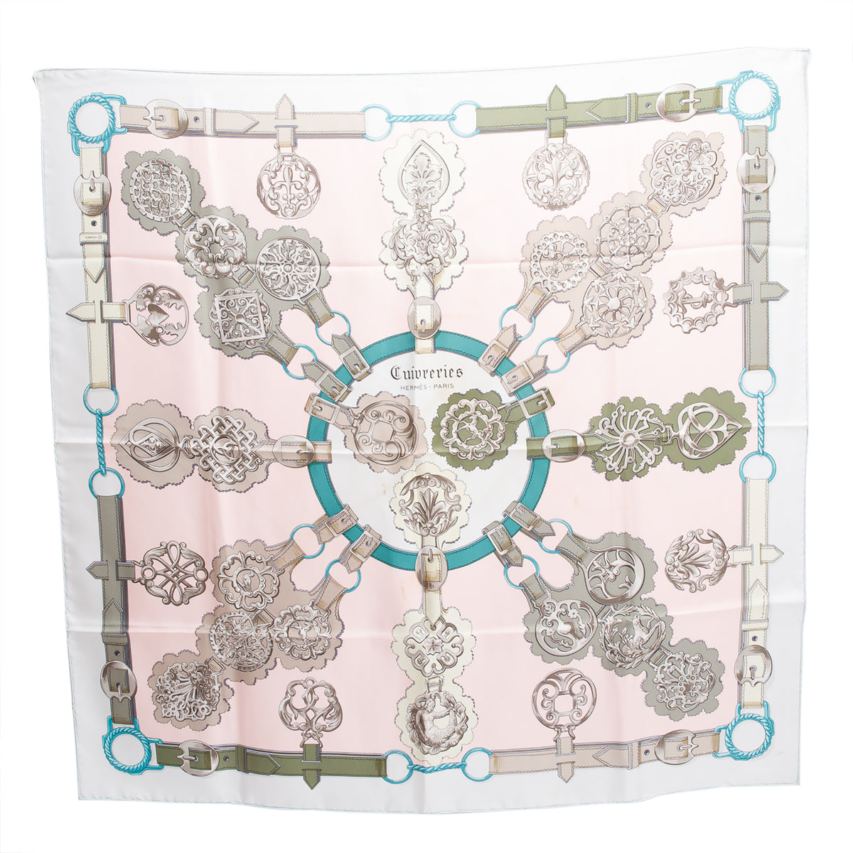 HERMES silk Triangle Kare FLOWER POWER scarf pink