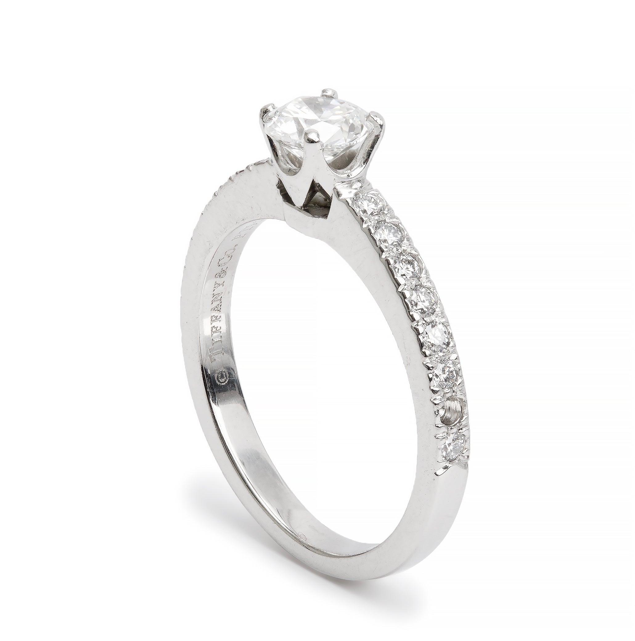 Tiffany & Co. Platinum 0.41 ct. Square Cushion Cut Diamond Novo Engagement Ring, Size 4.5 w/ Papers