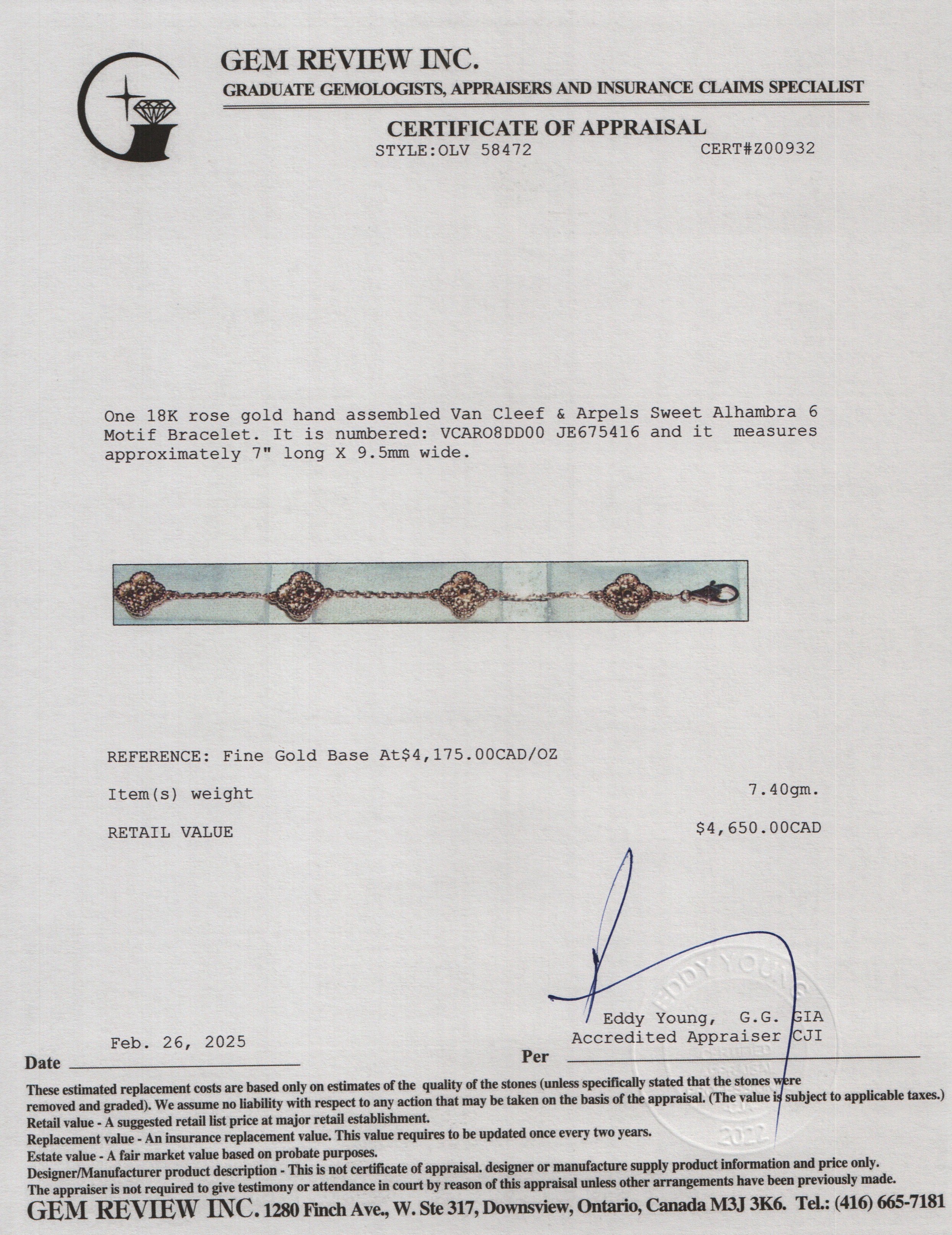 Van Cleef & Arpels 18k Rose Gold Sweet Alhambra 6 Motif Bracelet