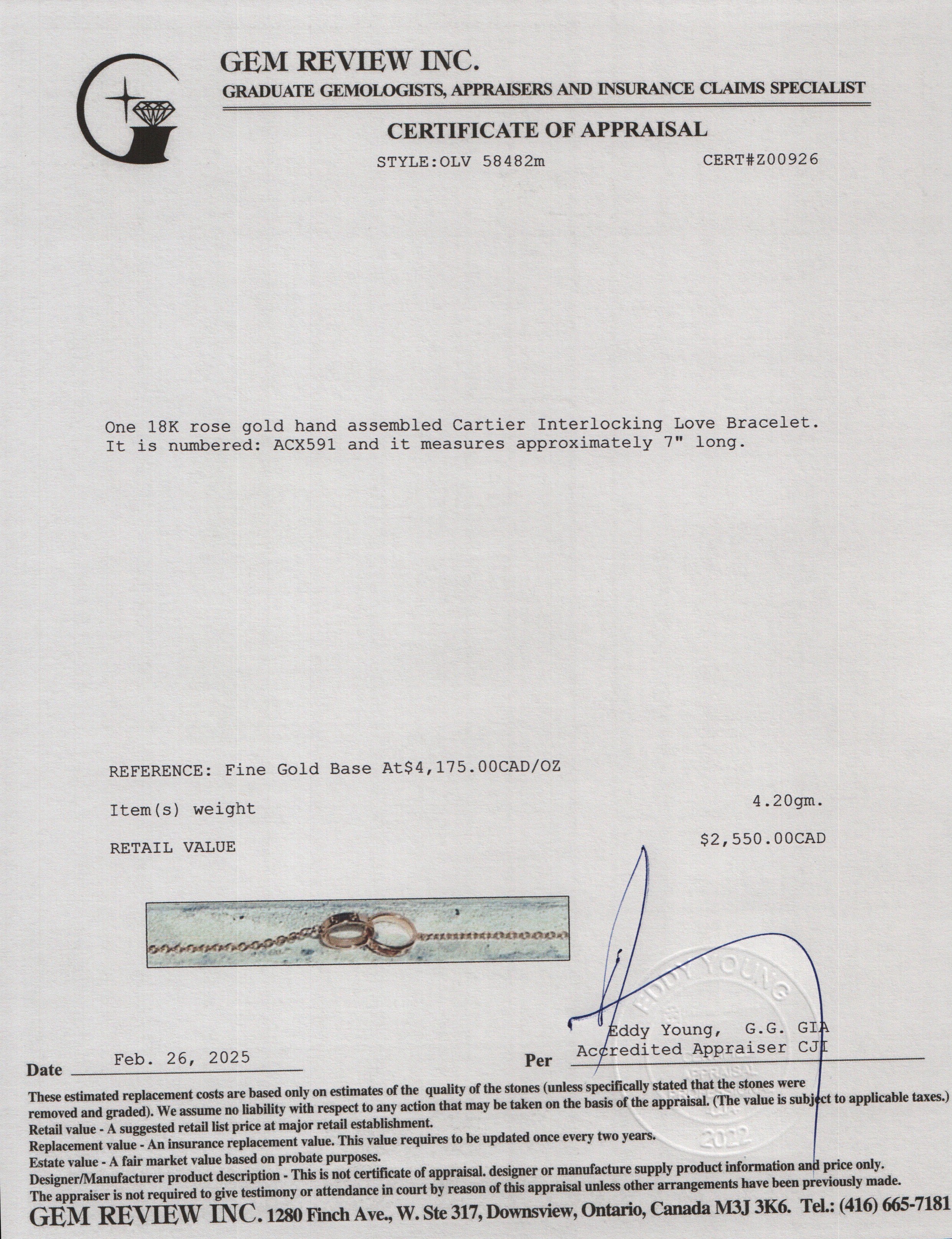 Cartier 18k Rose Gold Interlocking Love Bracelet