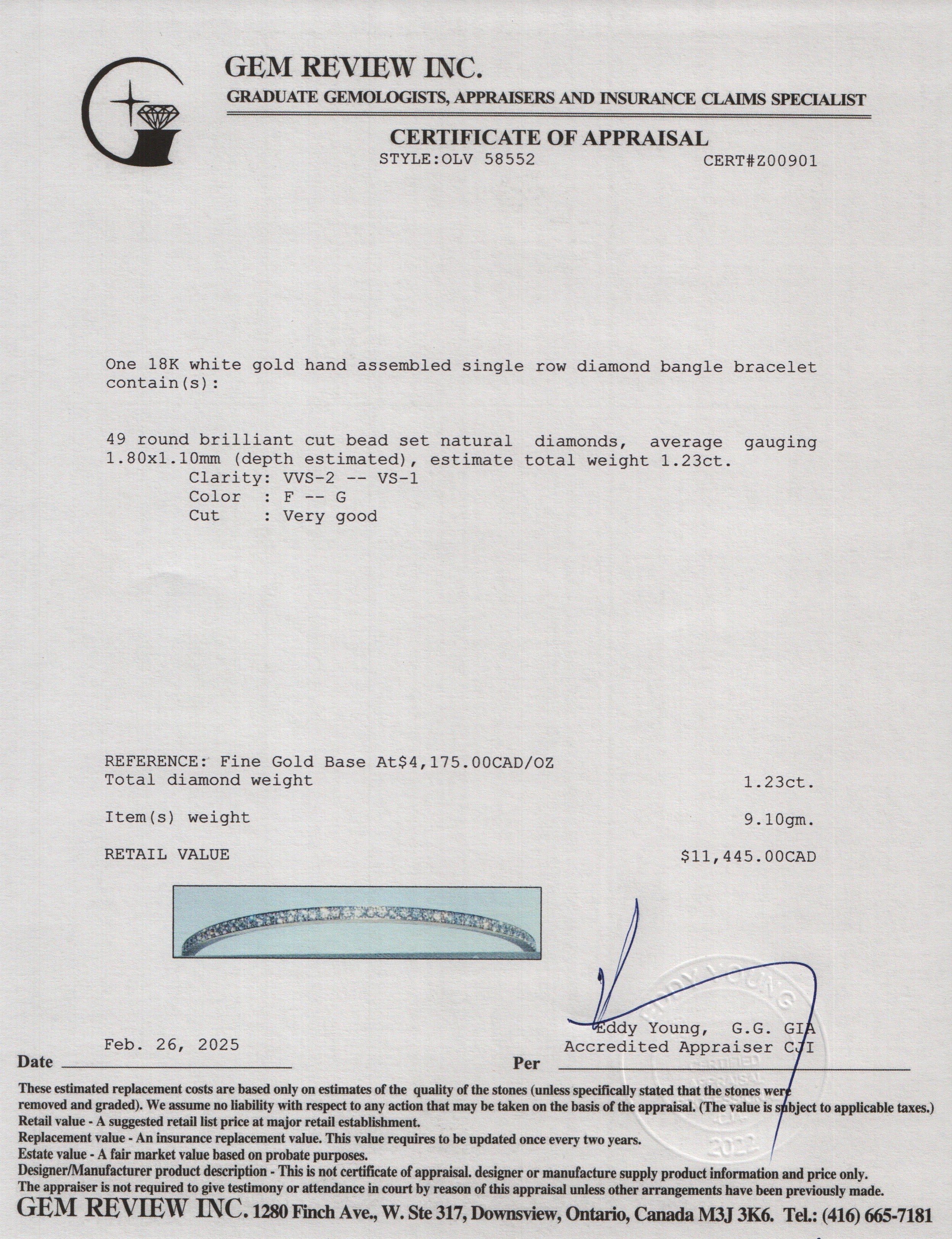 18k White Gold Diamond Bangle Bracelet