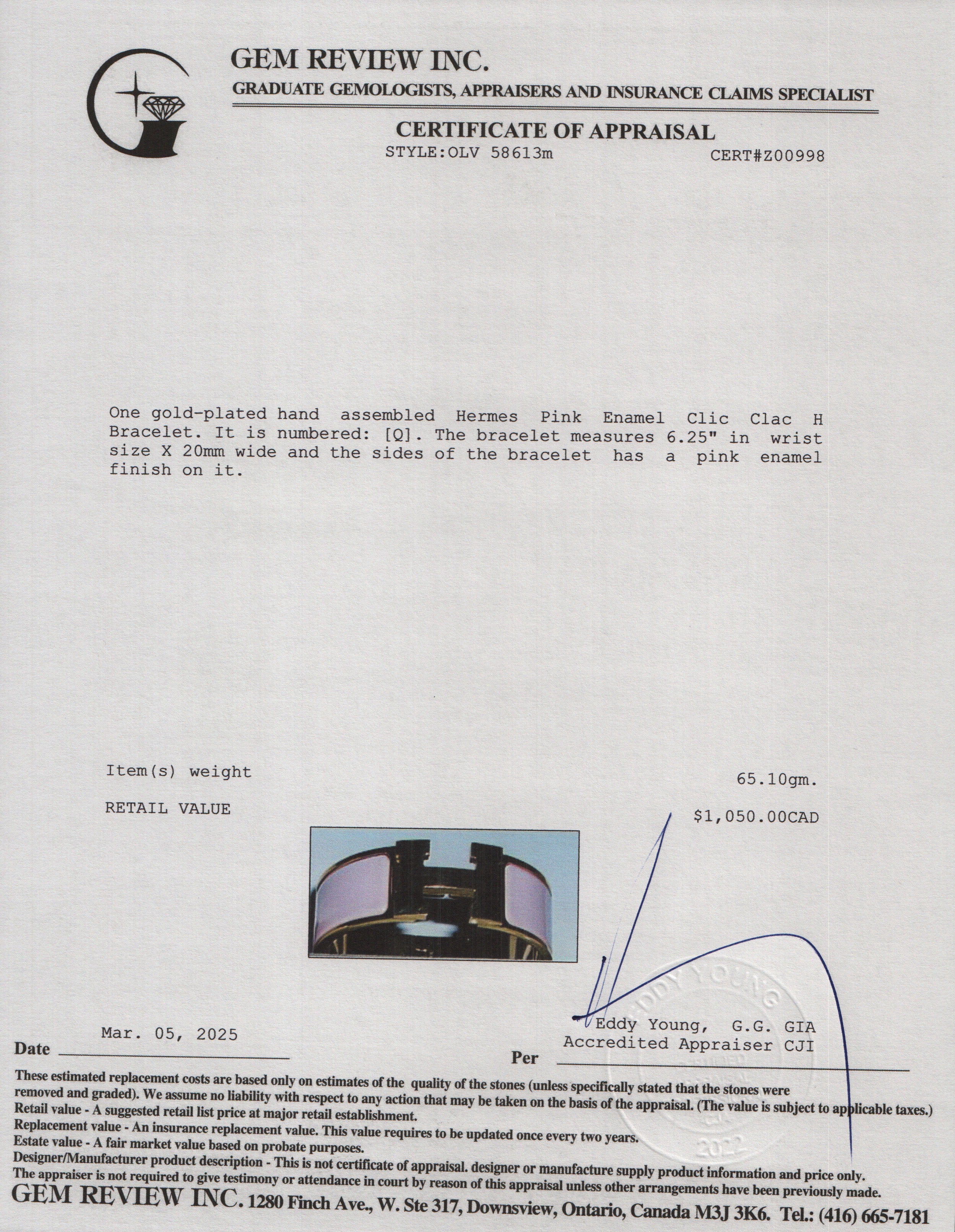 Hermes Gold-Plated Pink Enamel Clic Clac H Bracelet