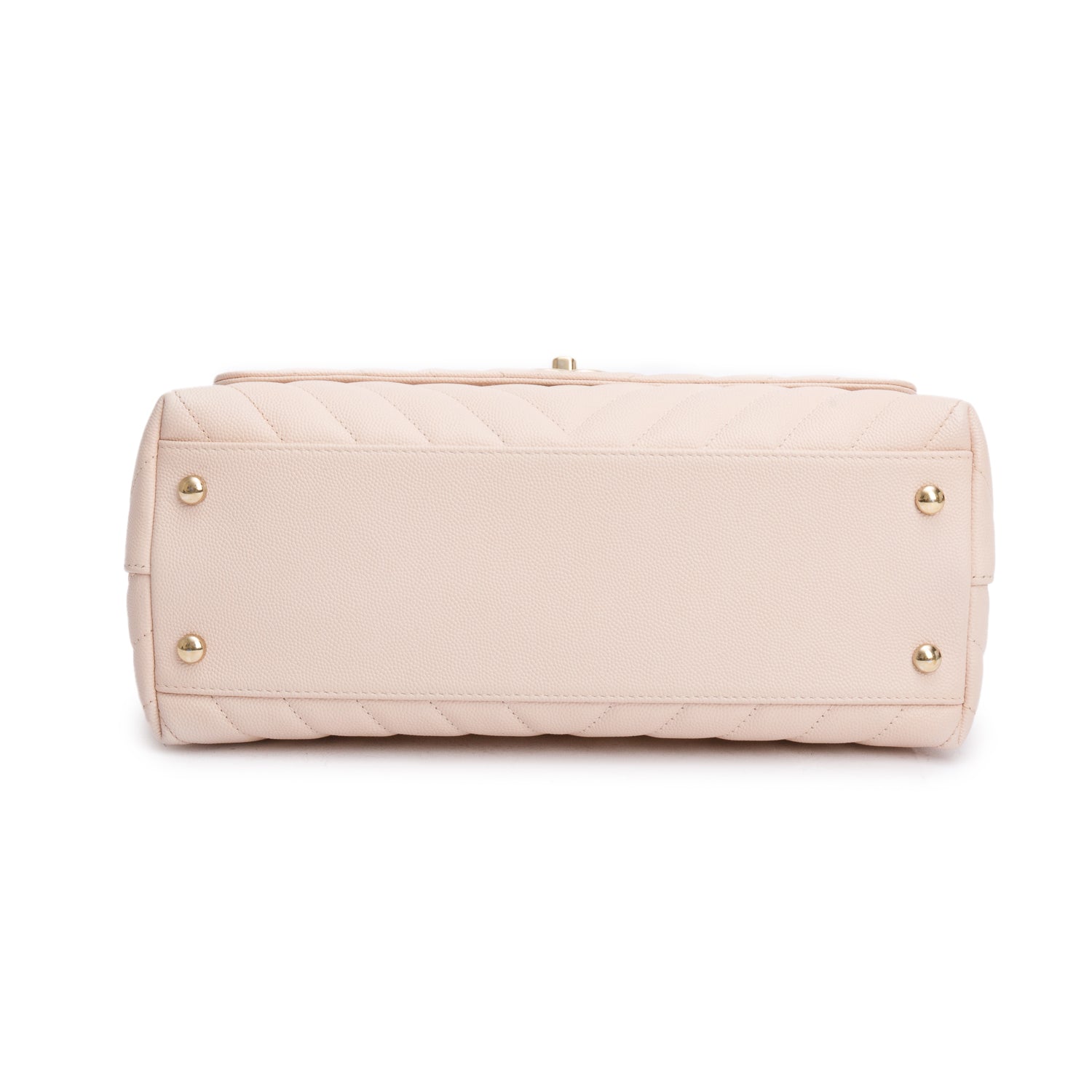 Chanel 2020 Pink Chevron Quilted Caviar Leather Medium Coco Handle Bag w/ Strap & Authenticity Card