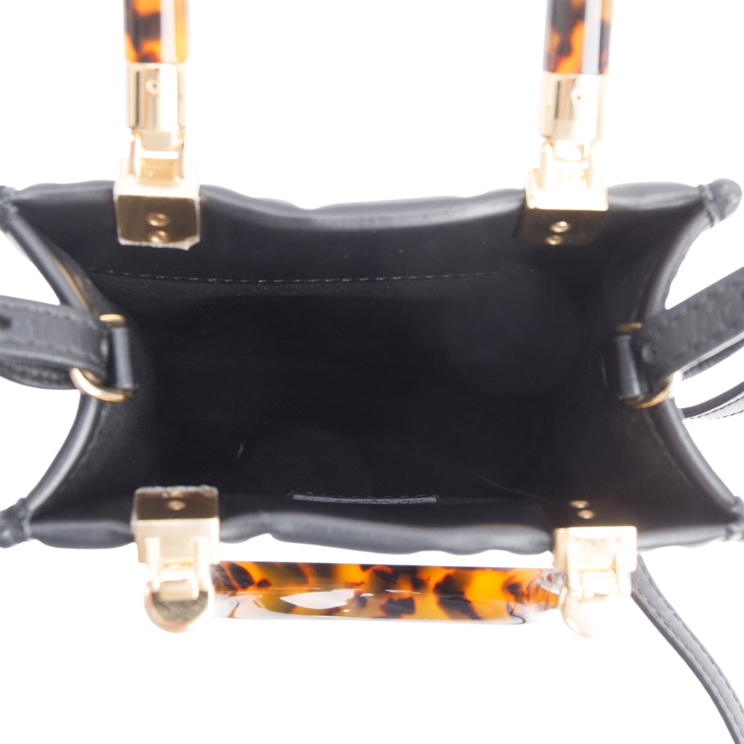 Fendi Black FF Embossed Leather Mini Sunshine Shopper Tote