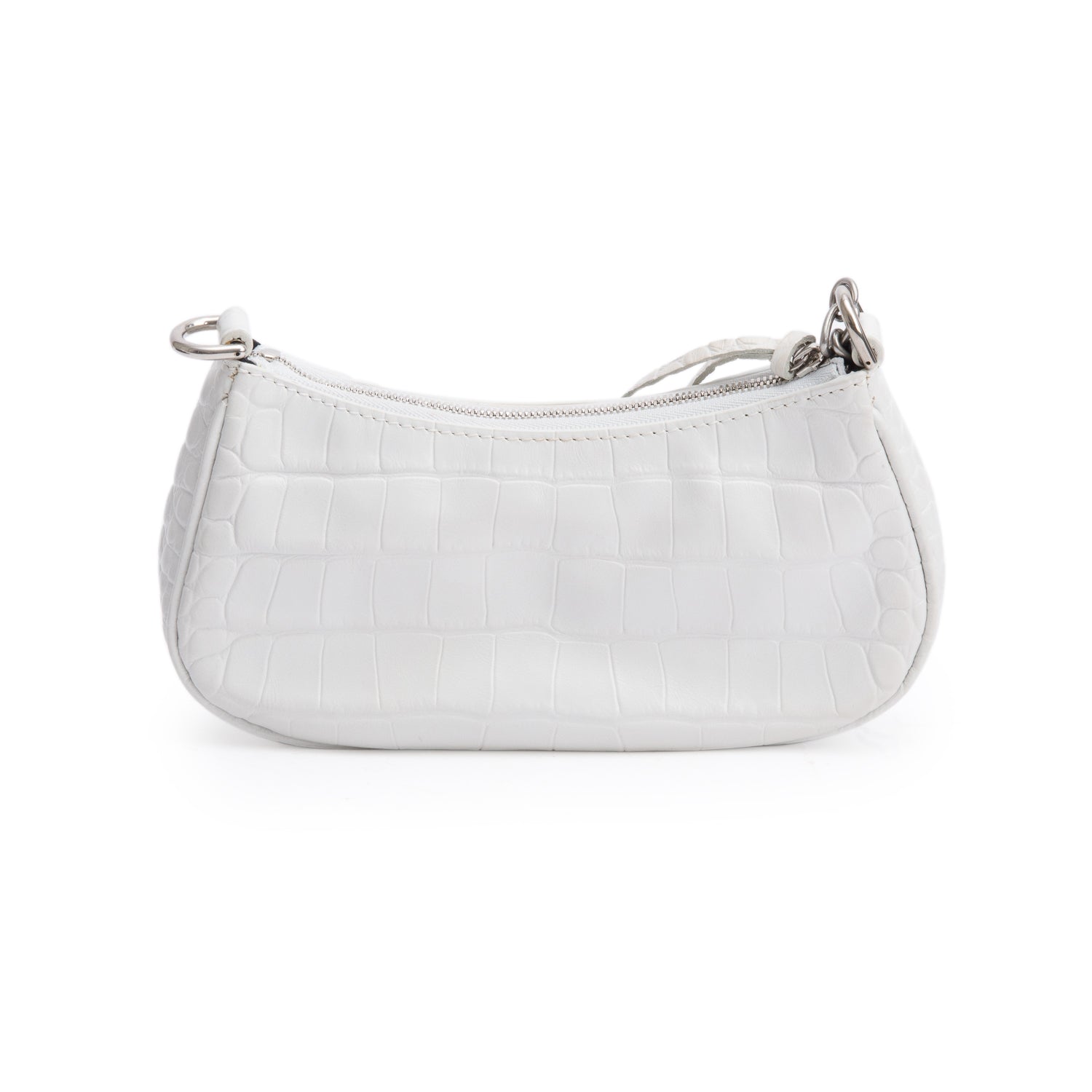 Balenciaga White Crocodile Embossed Leather Mini Le Cagole Crossbody with Chain