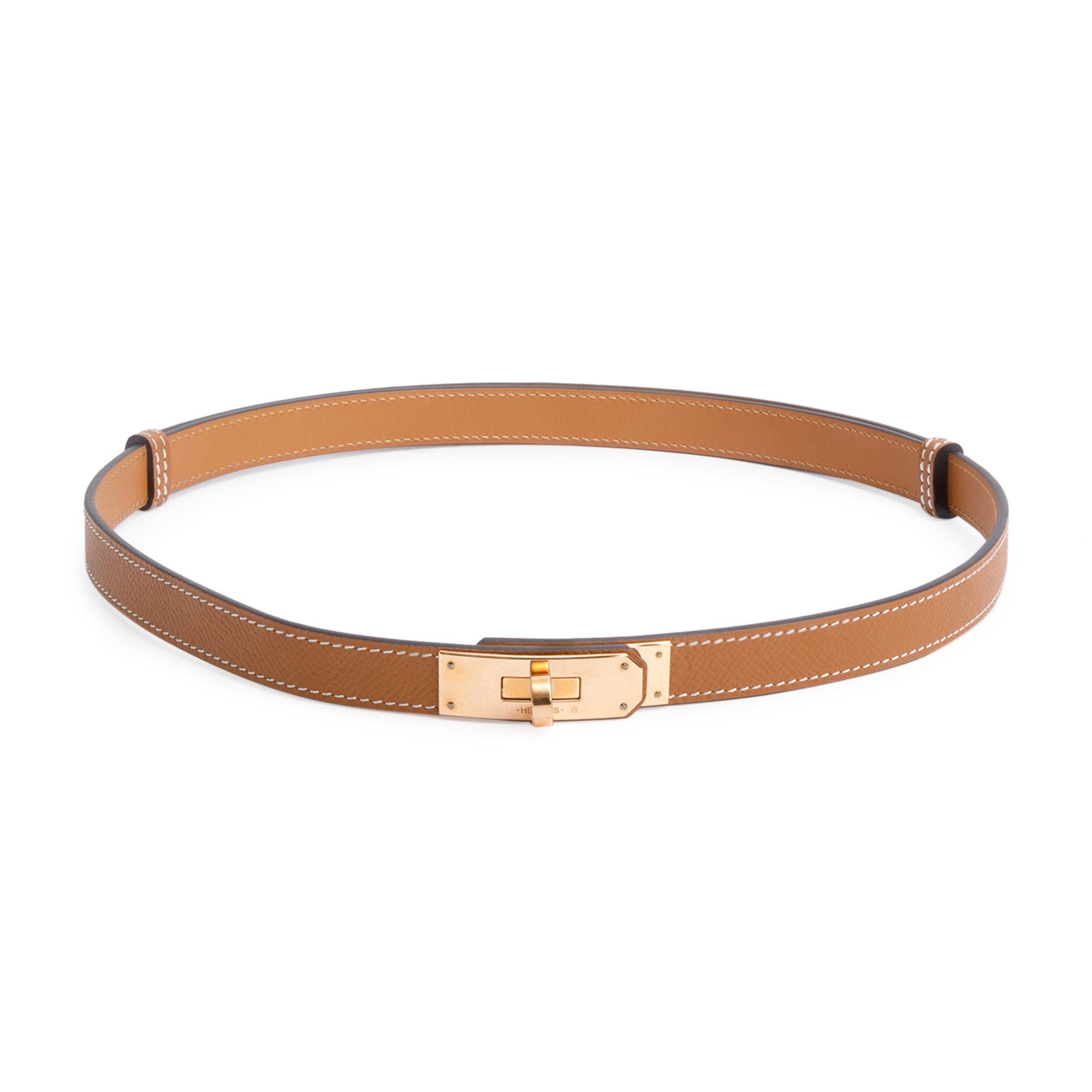 Hermes Gold Epsom Leather Rose Gold Plated Buckle Kelly 18 Belt