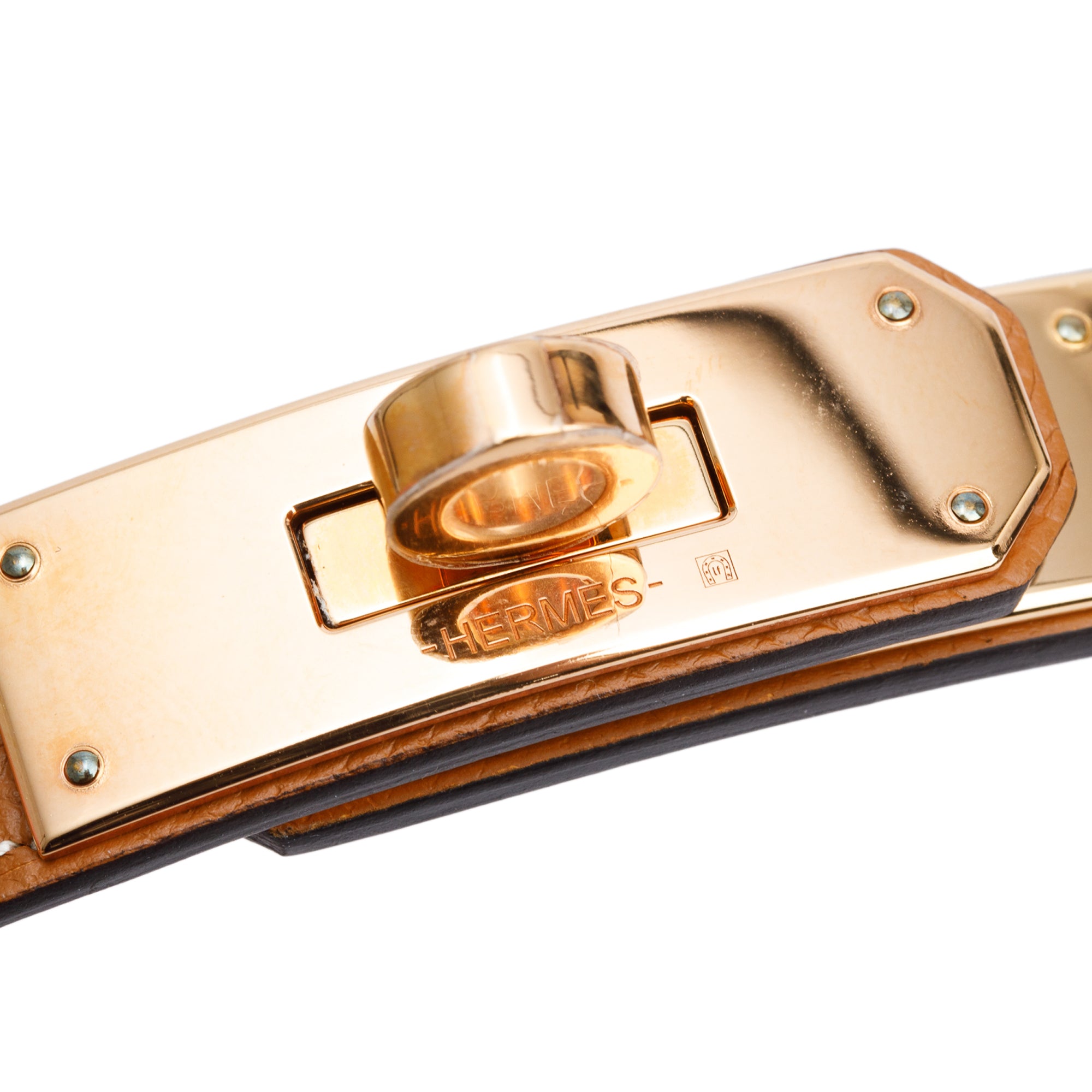 Hermes Gold Epsom Leather Rose Gold Plated Buckle Kelly 18 Belt