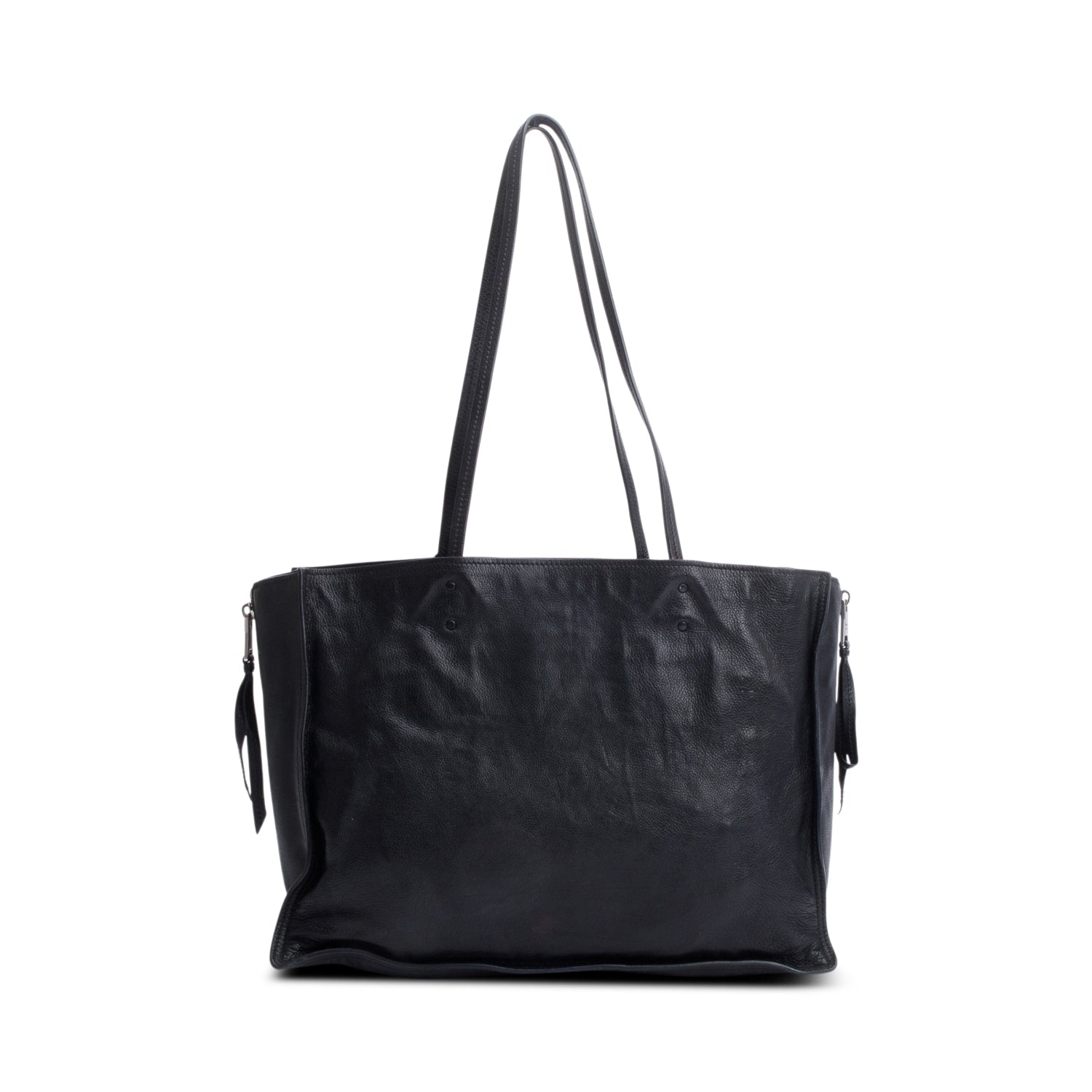 Prada Black Glace Calf Etiquette Tote Bag w/ Authenticity Card