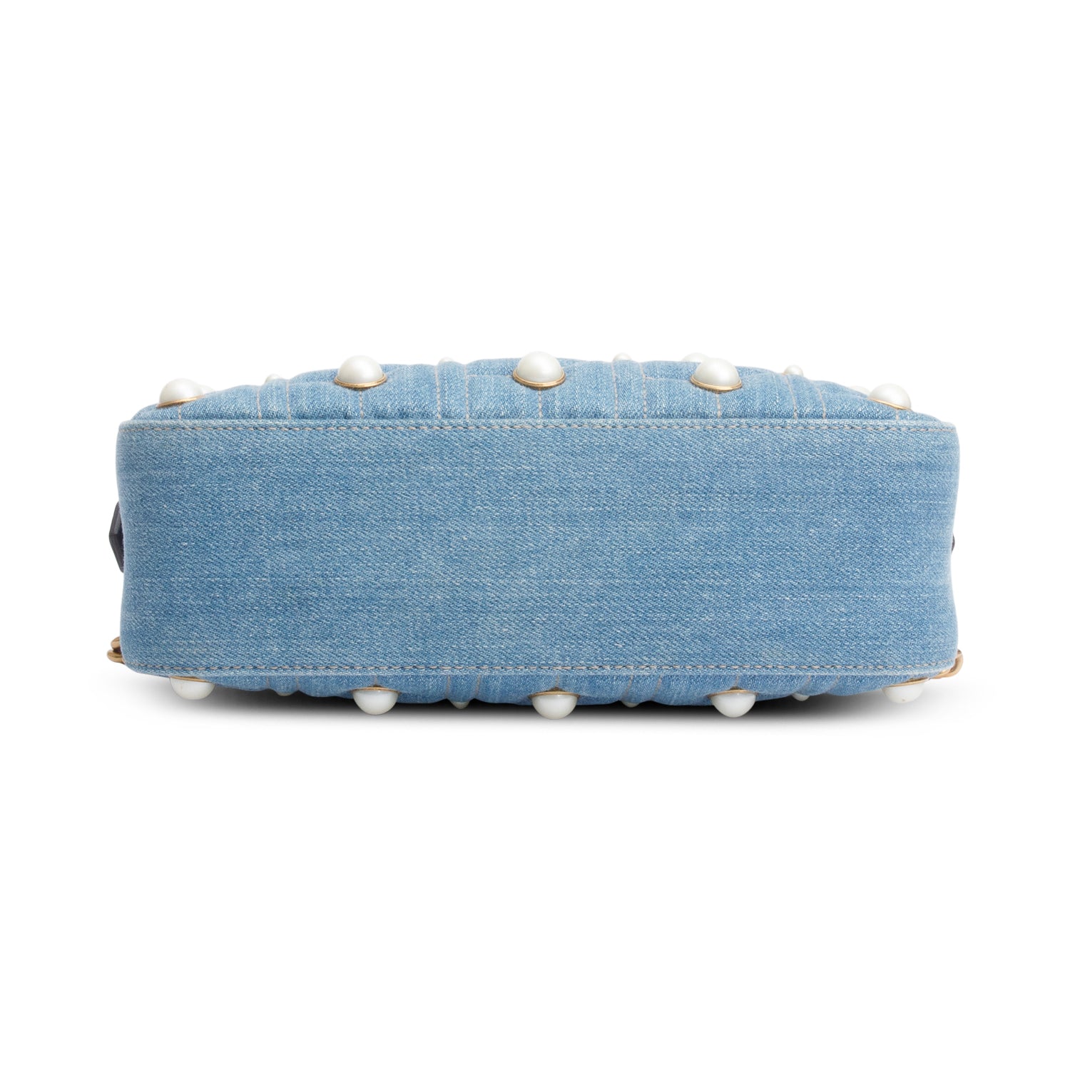 Gucci Blue Denim GG Marmont Pearly GG Small Shoulder Bag w/ Box