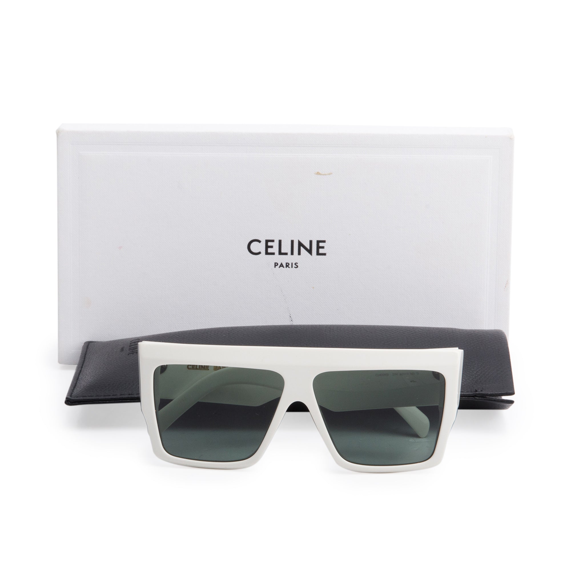 Celine CL400921 White Acetate Oversize Square Sunglasses w/ Box & Case