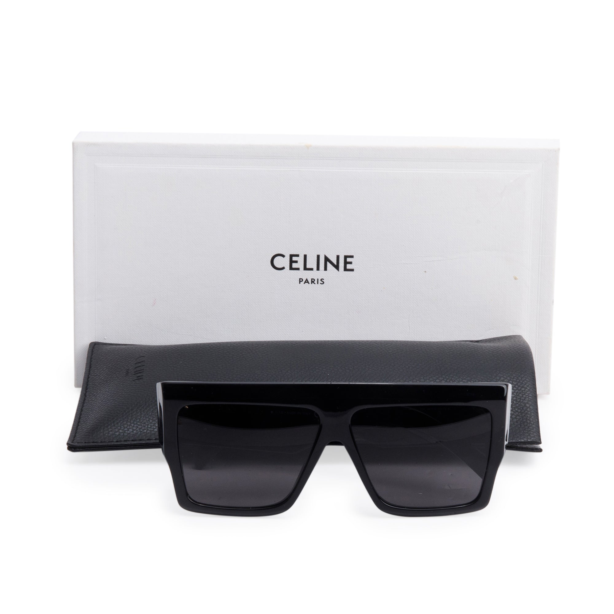 Celine CL400921 Black Acetate Oversized Square Sunglasses w/ Box & Case