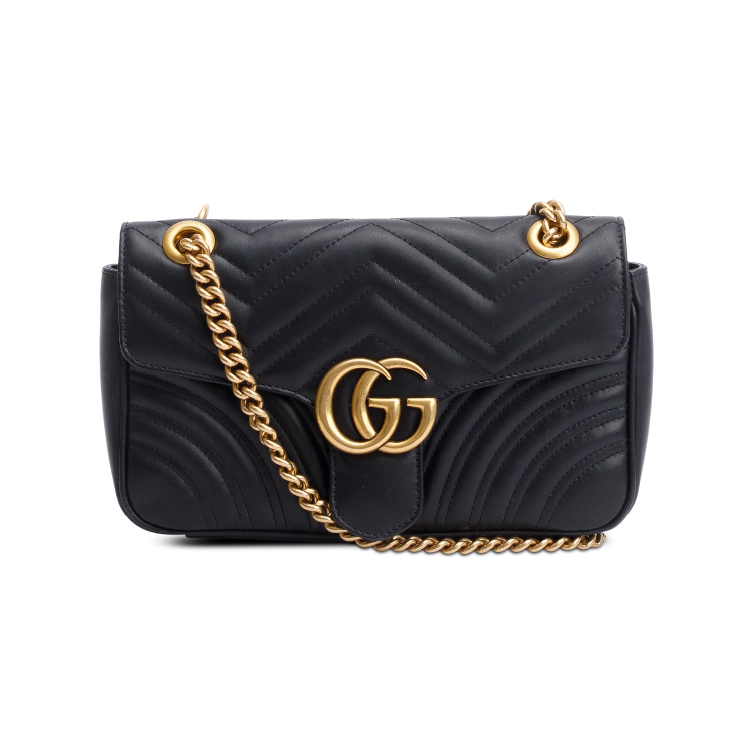 Gucci 2023 Black GG Marmont Matelasse Small Shoulder Bag w/ Box