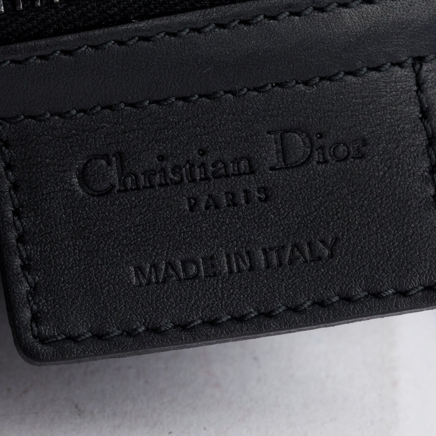 Christian 2022 Dior Black Oblique Embossed Calfskin Leather Saddle Bag
