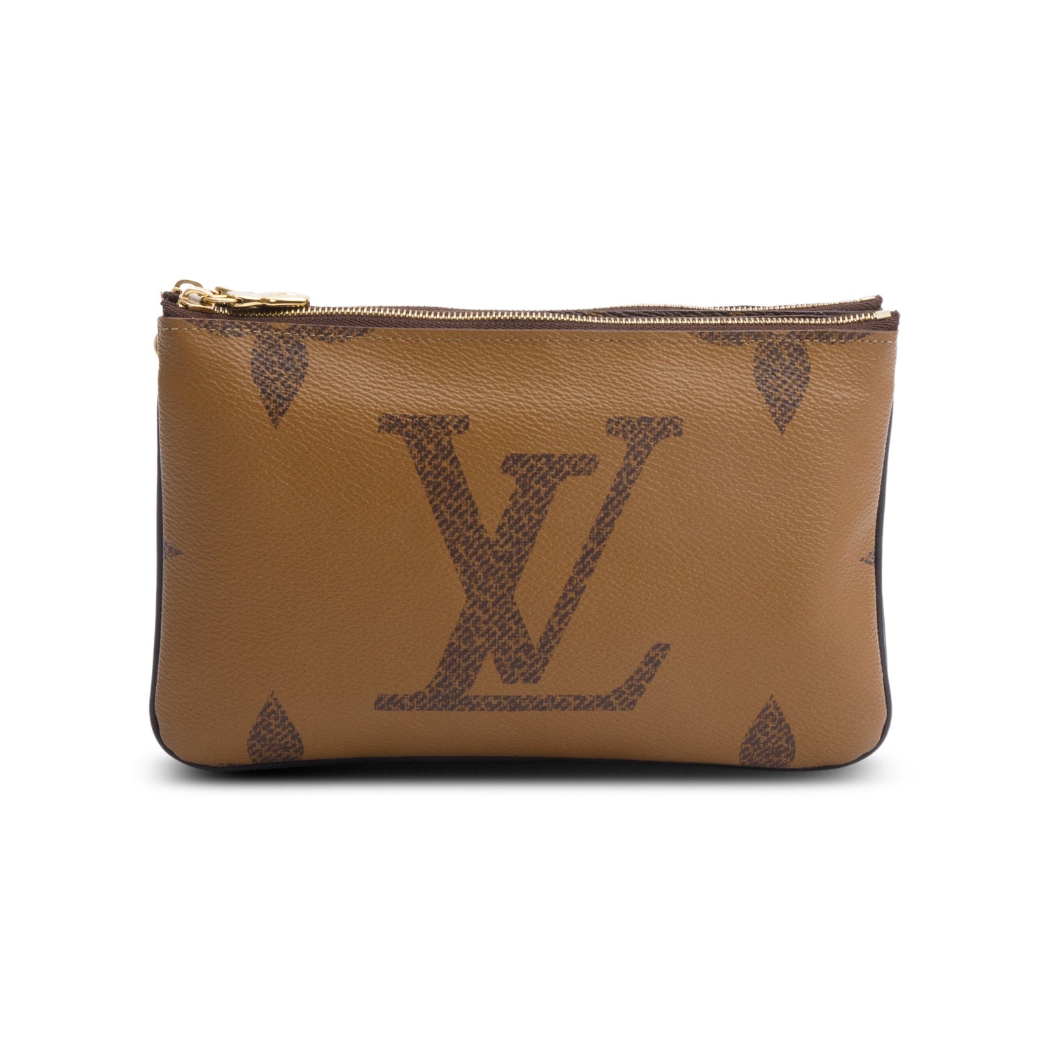 Louis Vuitton Monogram Giant Reverse & Monogram Double Zip Pochette w/ Strap