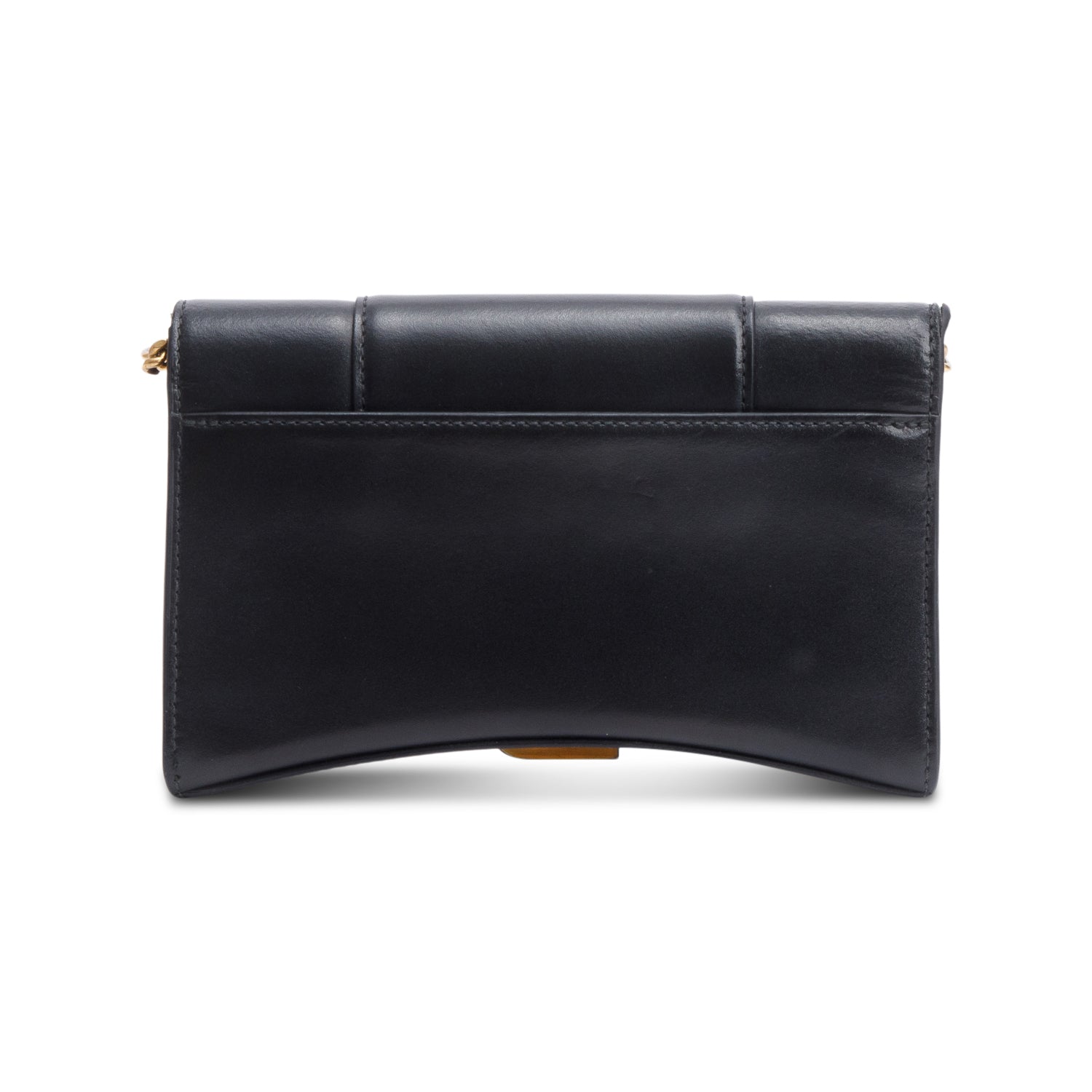 Balenciaga Black Smooth Leather Hourglass Wallet on Chain